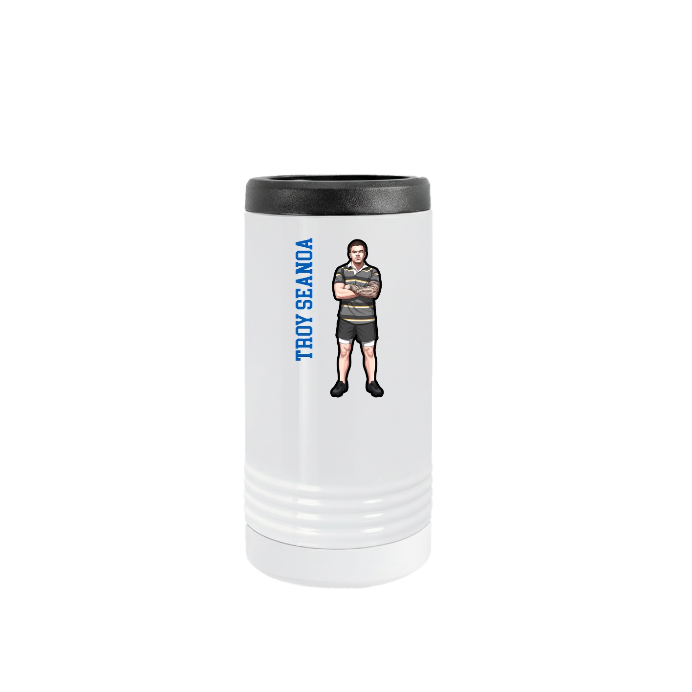 Slim Beverage Holder — Name Vertical in White
