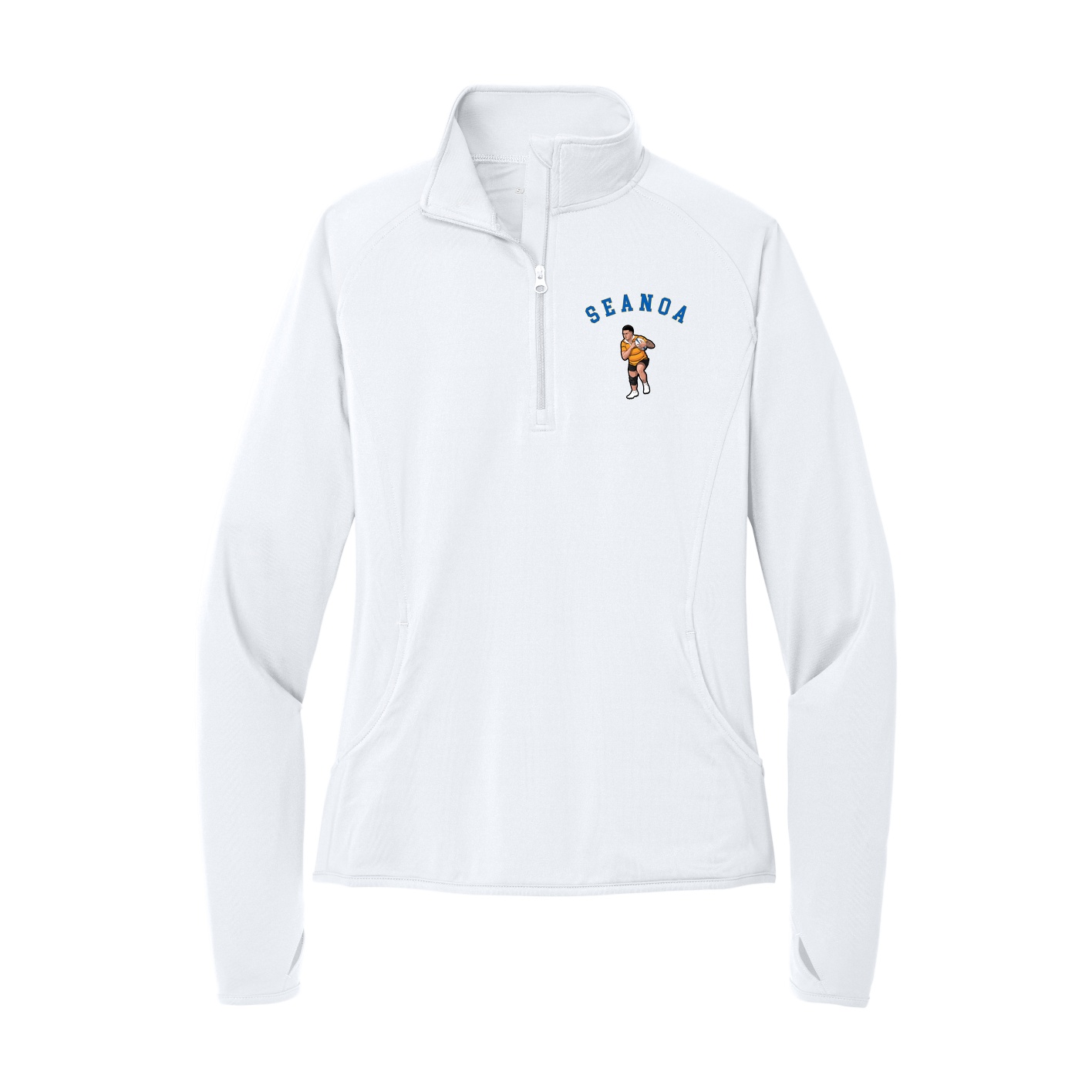 Women's Q-Zip Pullover — Shirsey Arch in White