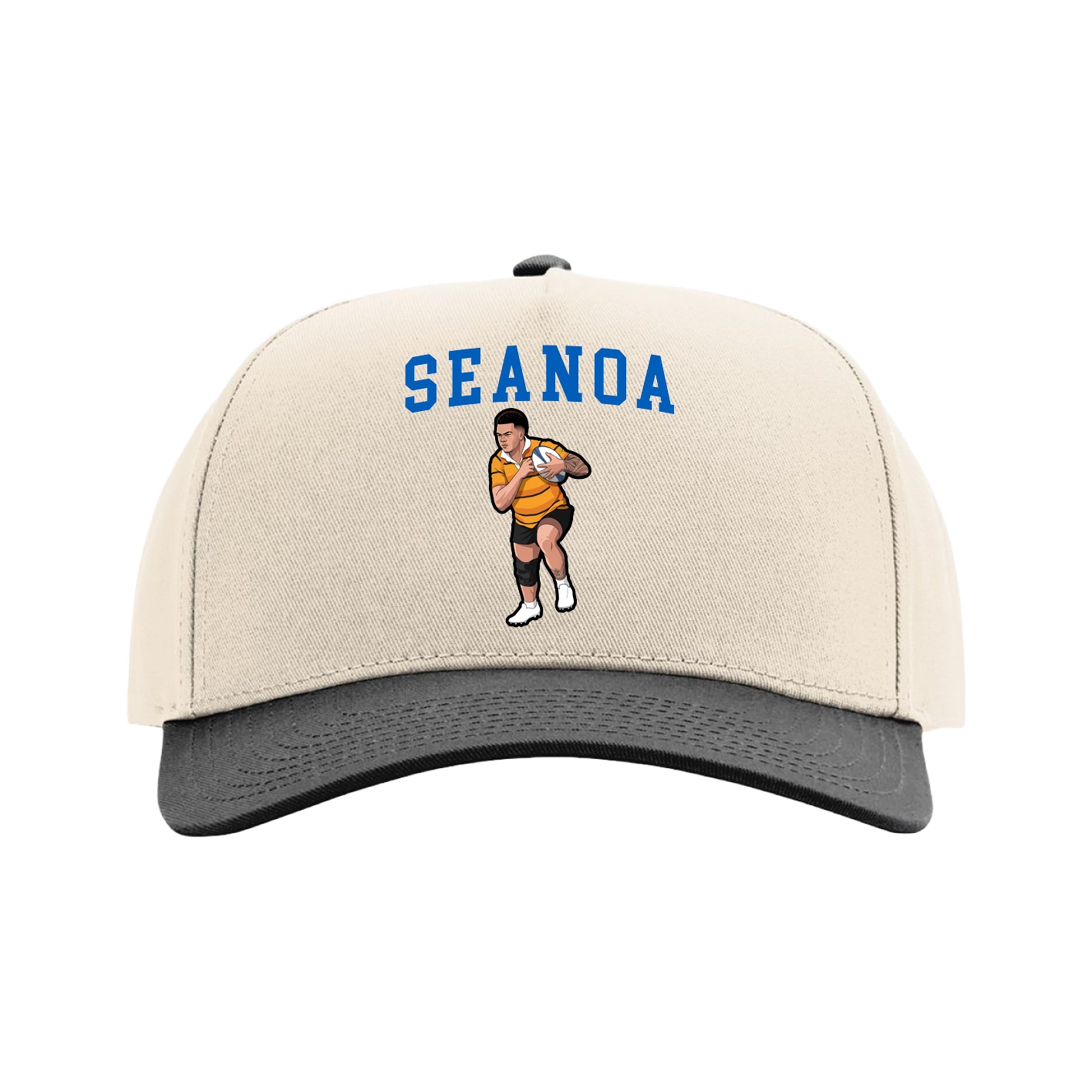 Full Fabric Five-Panel Champ Cap — Shirsey in Cream/Black