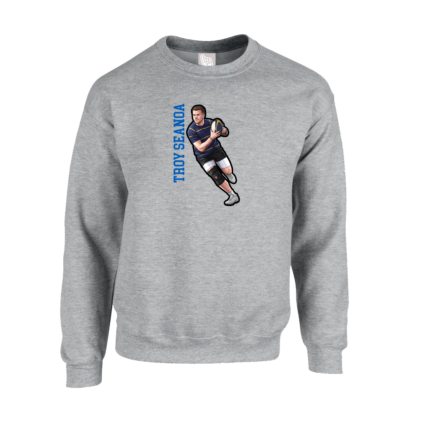 Fleece Crew — Name Vertical in Grey