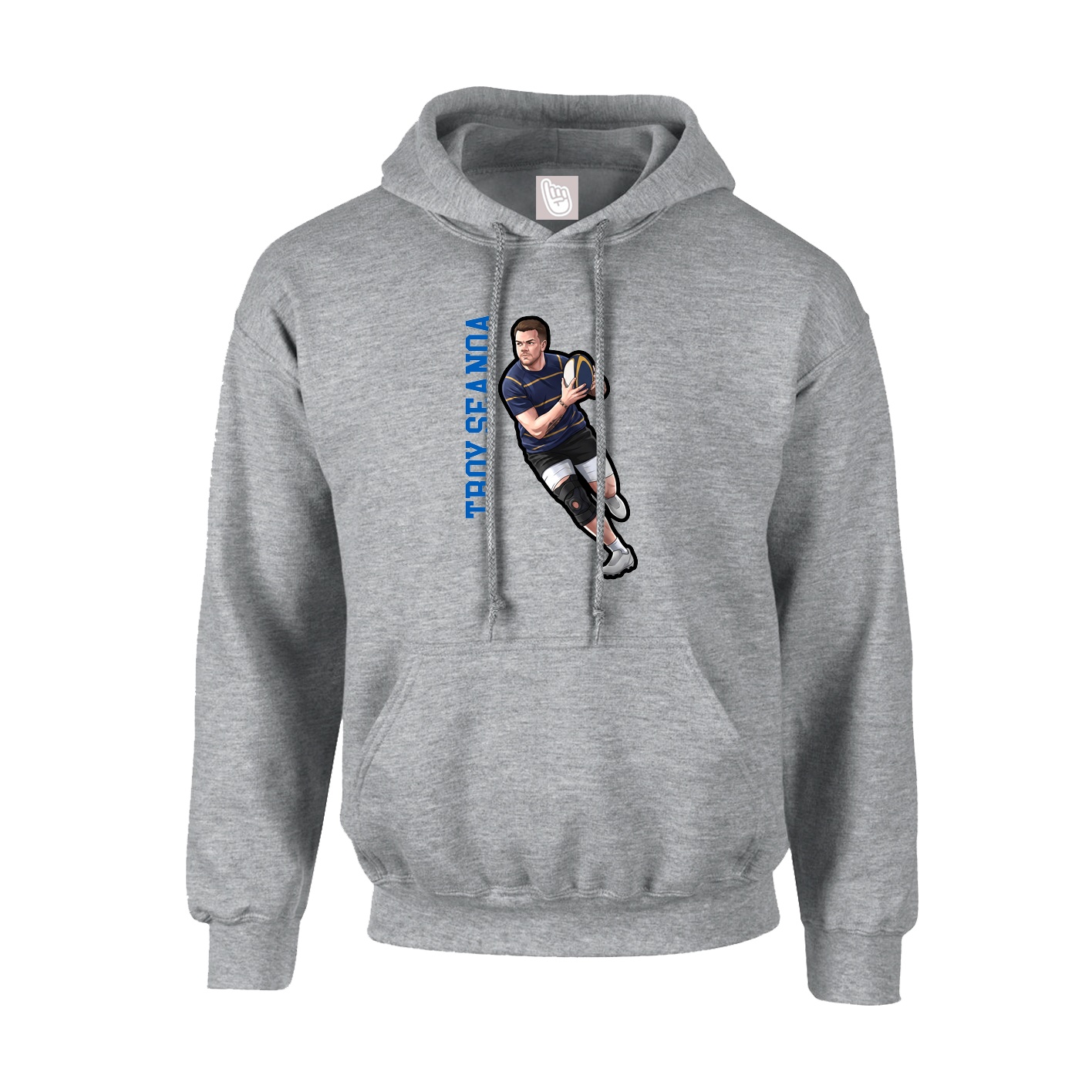 Youth Hoodie — Name Vertical in Grey