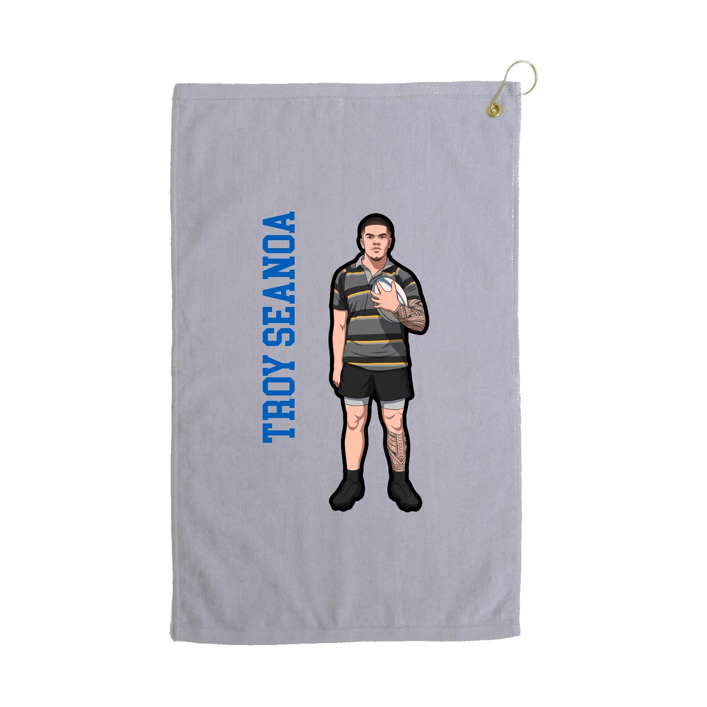 Golf Towel — Name Vertical in Grey