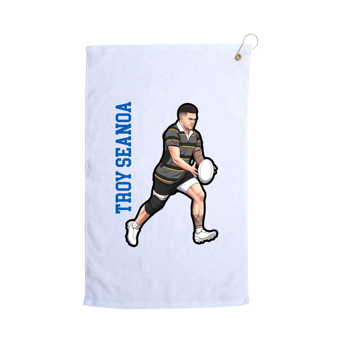 Golf Towel — Name Vertical in White