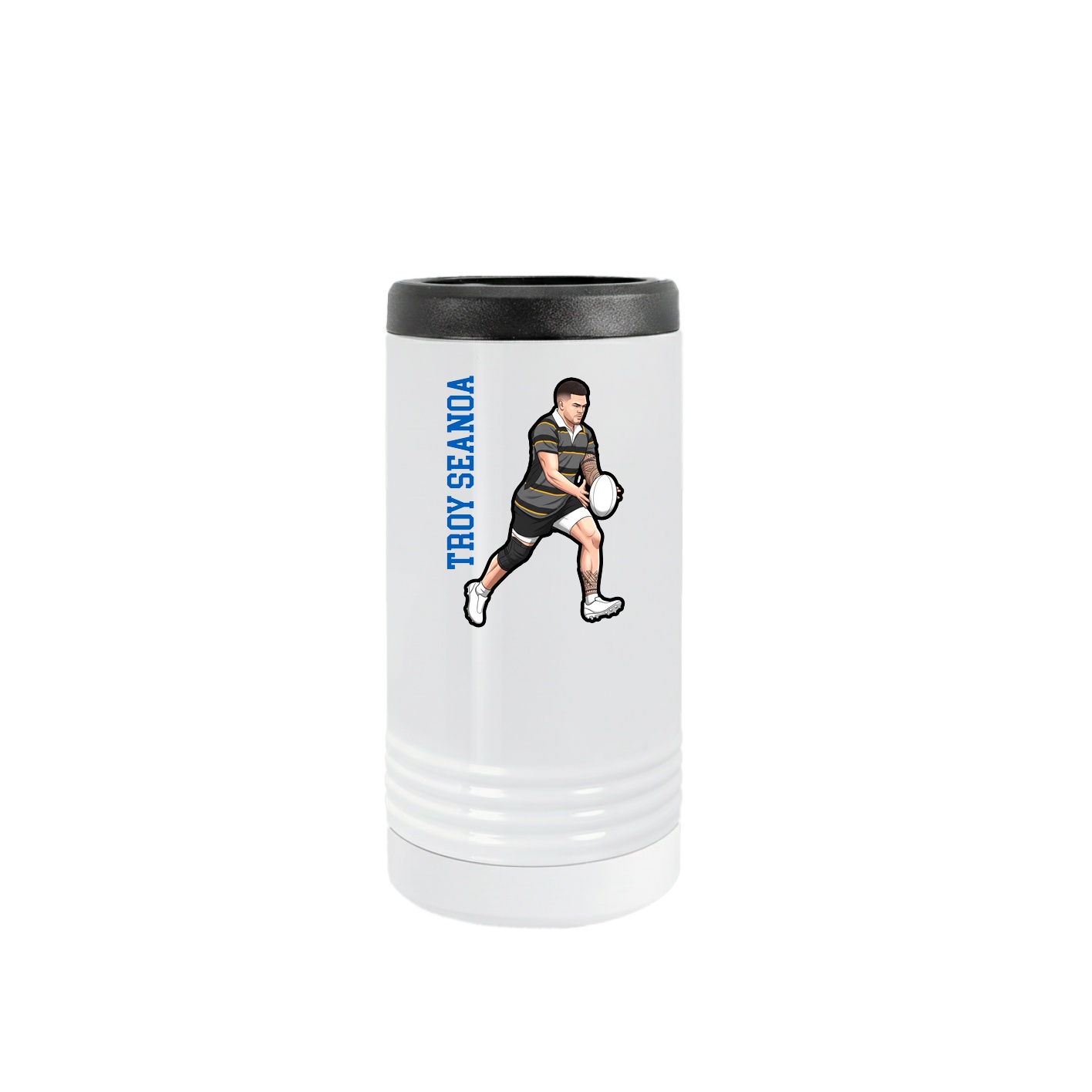 Slim Beverage Holder — Name Vertical in White