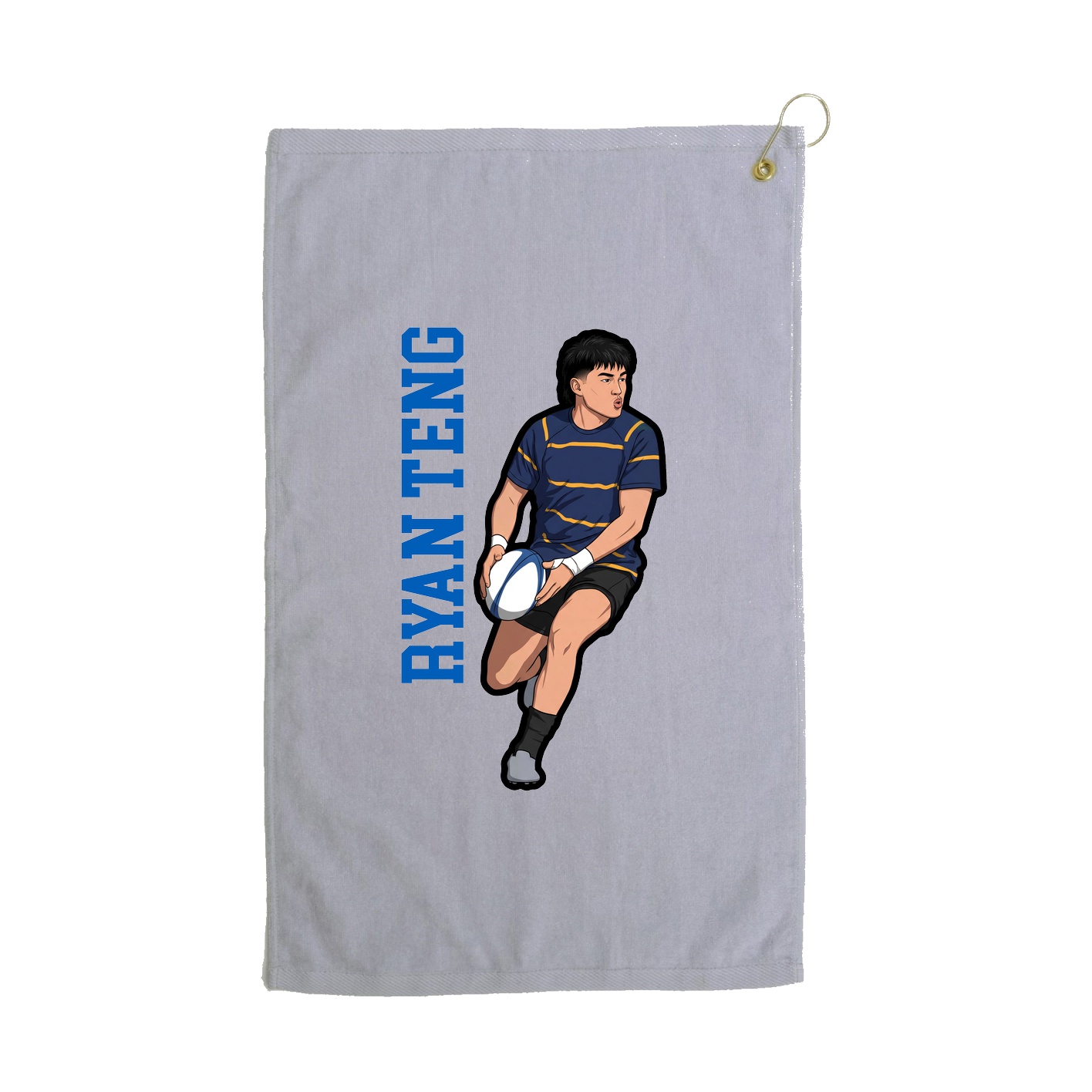 Golf Towel — Name Vertical in Grey