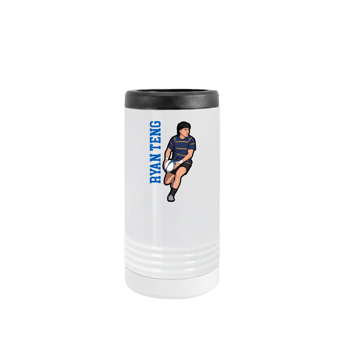 Slim Beverage Holder — Name Vertical in White