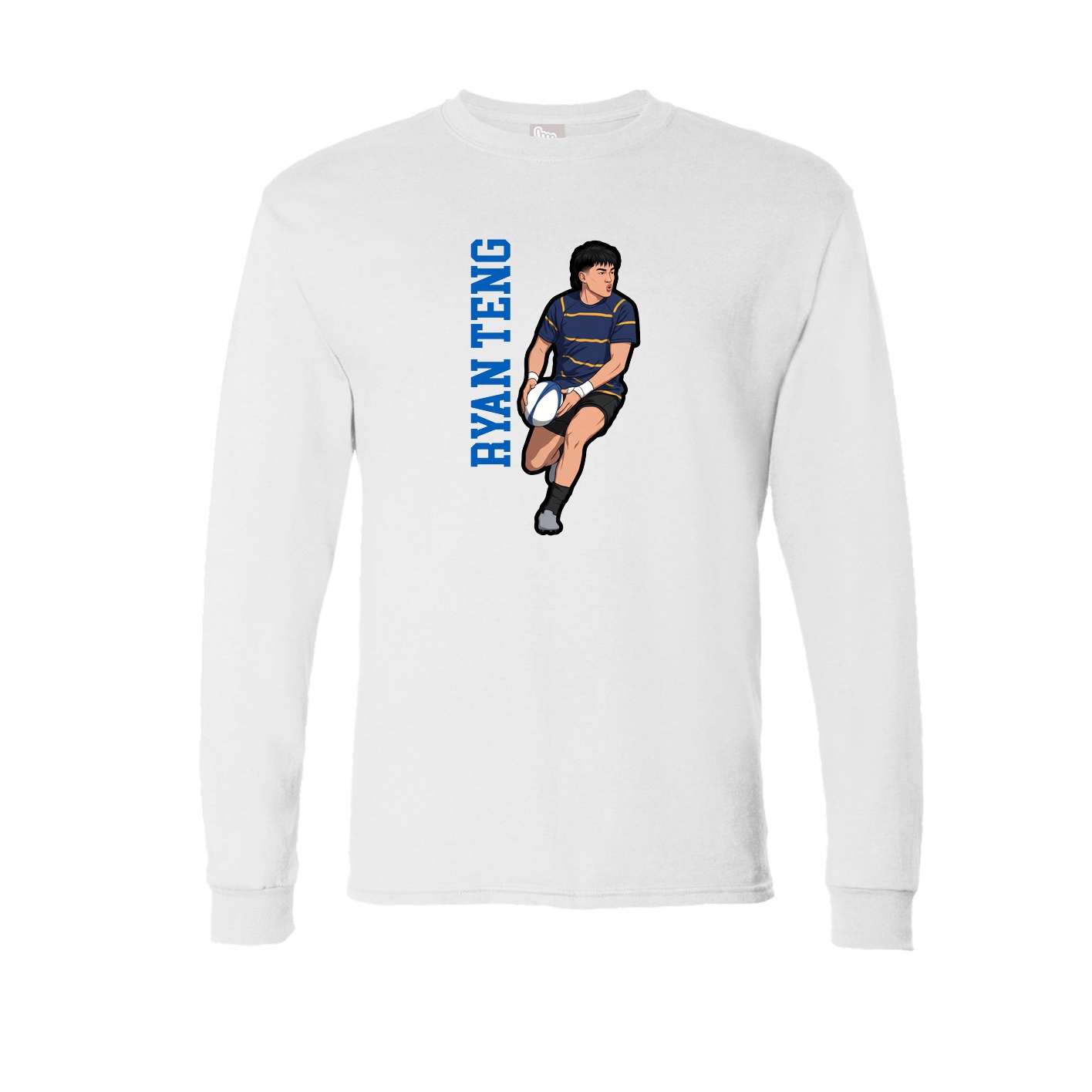 Long Sleeve Tee — Name Vertical in White