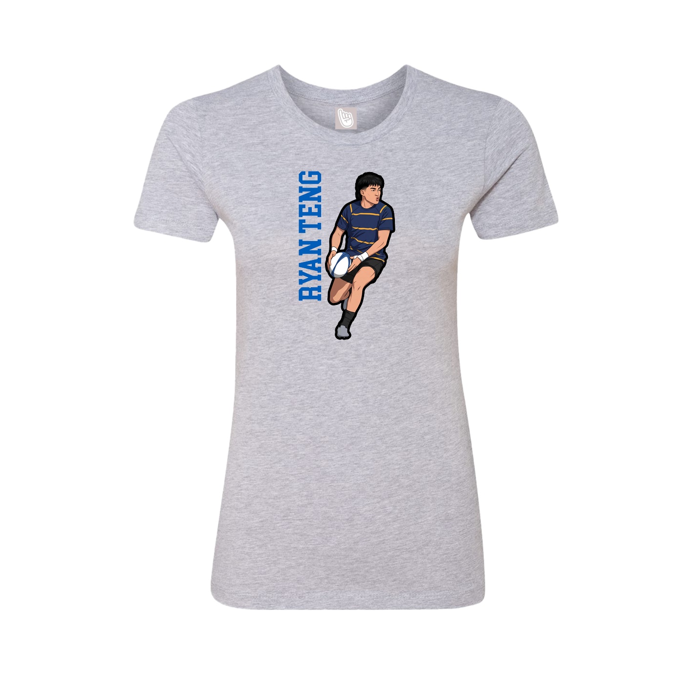 Fitted Women's Tee — Name Vertical in Grey