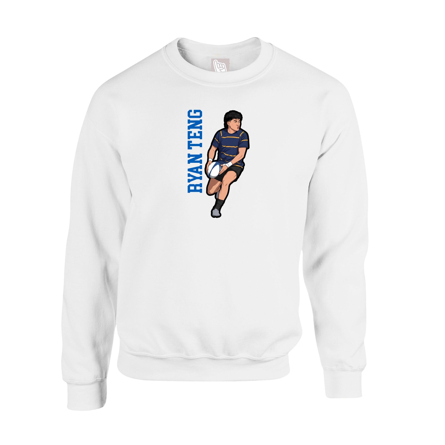 Fleece Crew — Name Vertical in White