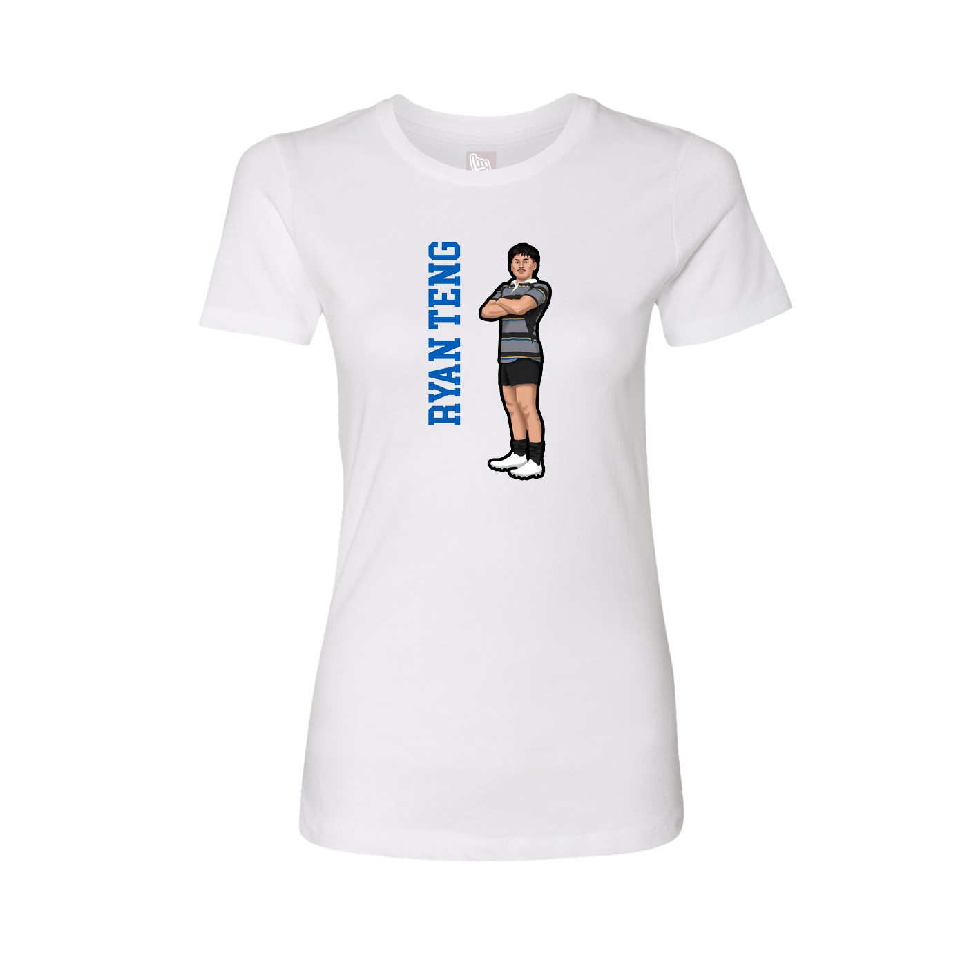 Fitted Women's Tee — Name Vertical in White