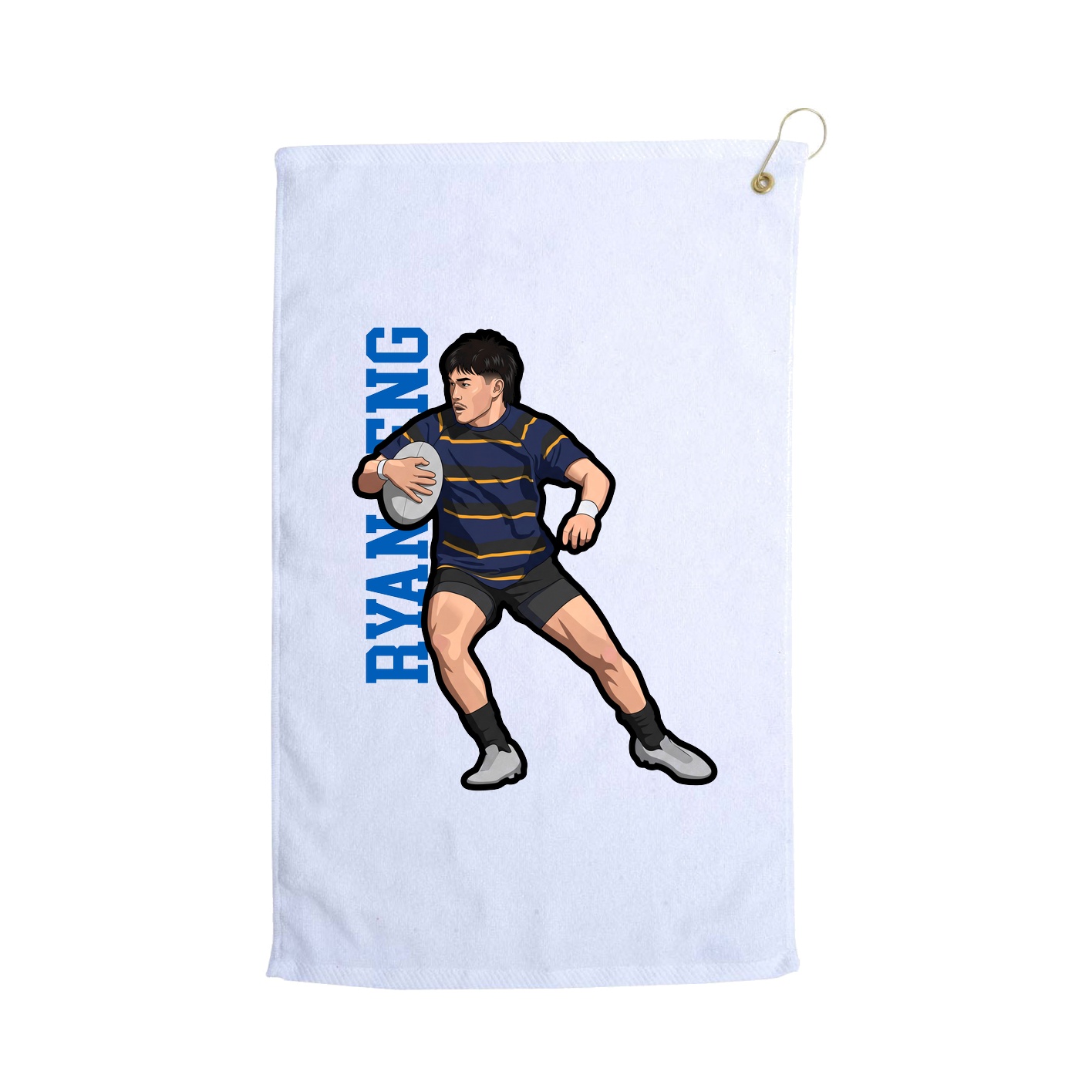Golf Towel — Name Vertical in White