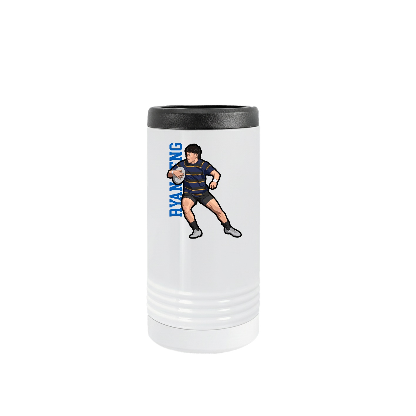 Slim Beverage Holder — Name Vertical in White