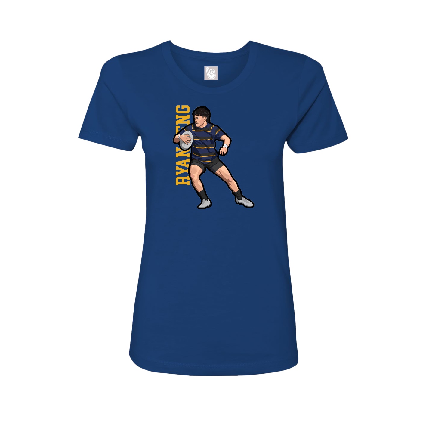 Fitted Women's Tee — Name Vertical in Royal