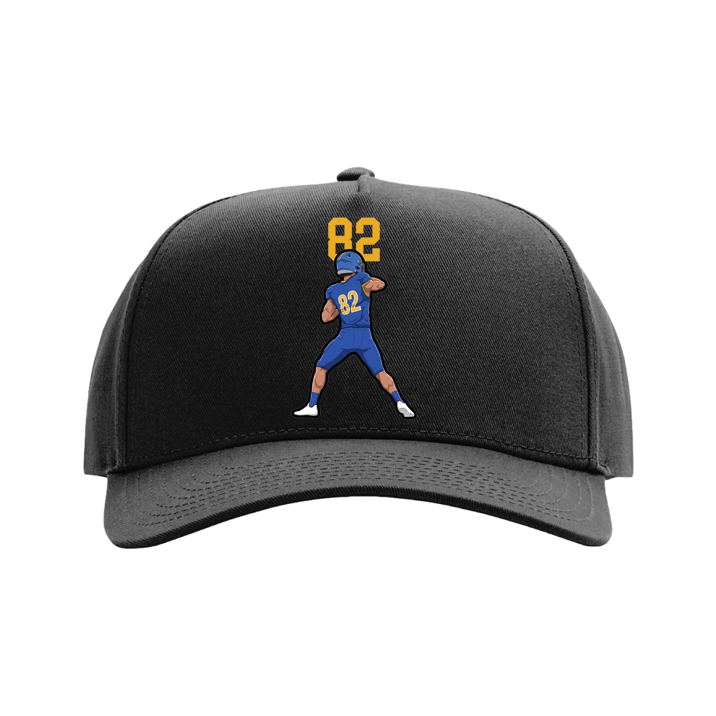Full Fabric Five-Panel Champ Cap — Number Top in Black