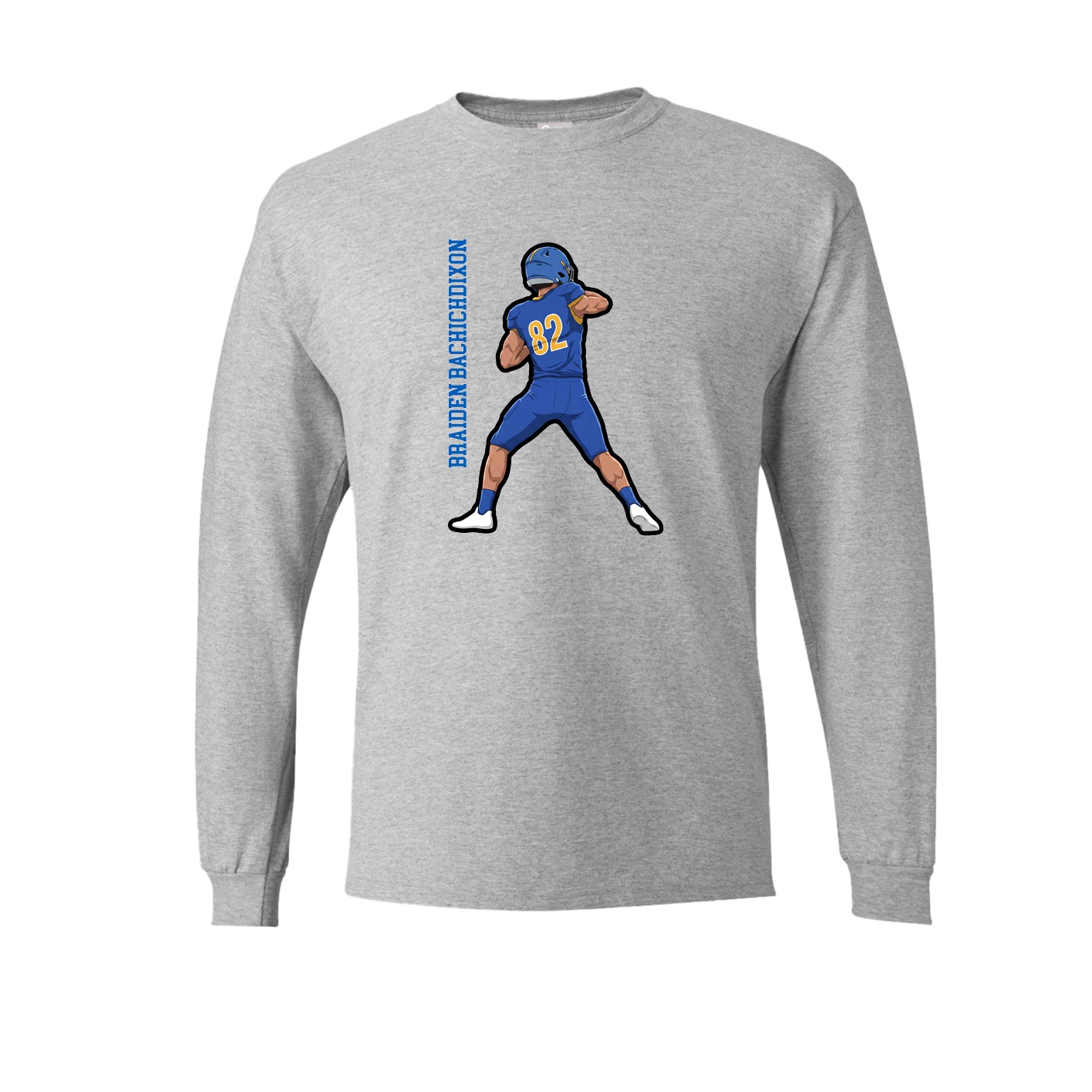 Long Sleeve Tee — Name Vertical in Grey
