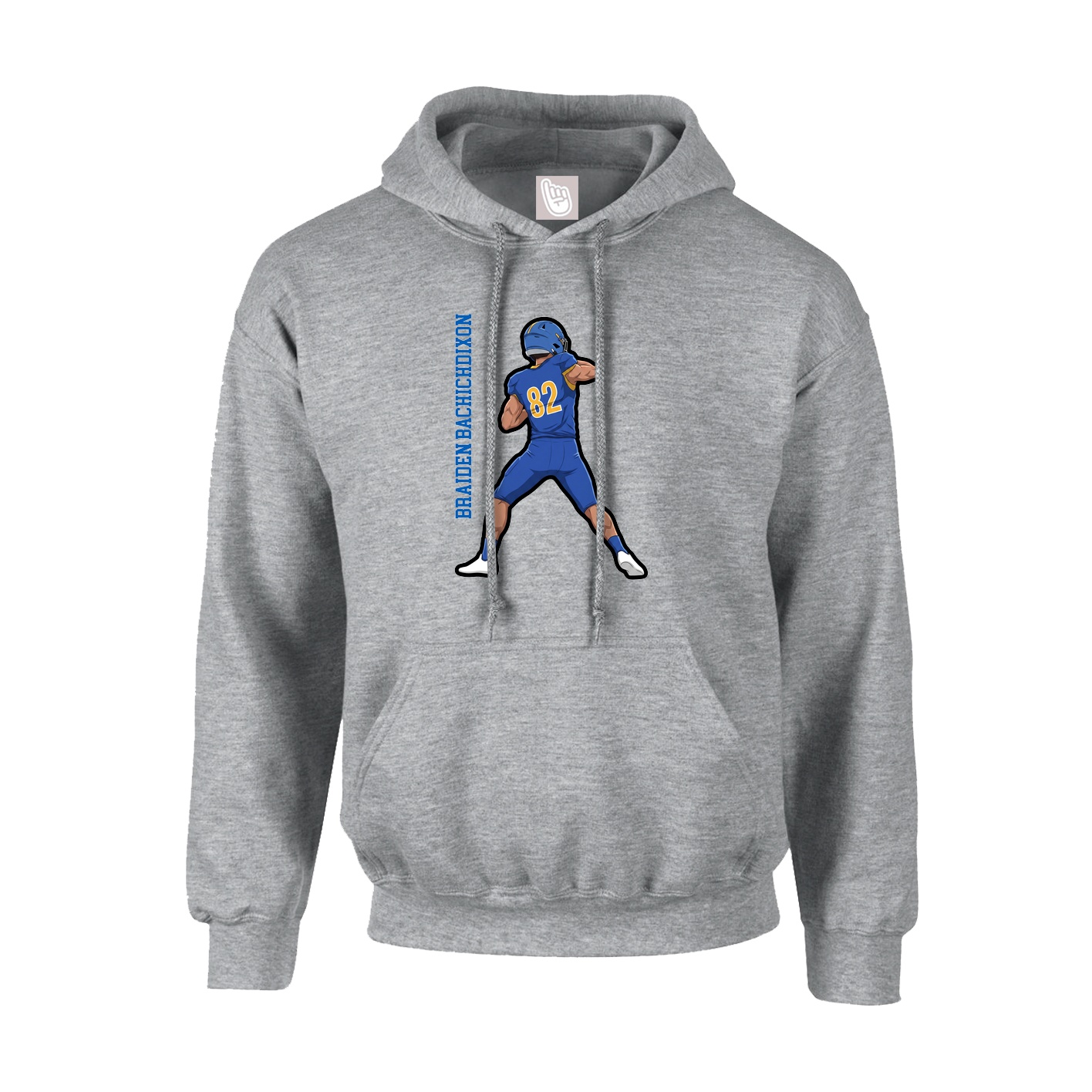 Youth Hoodie — Name Vertical in Grey