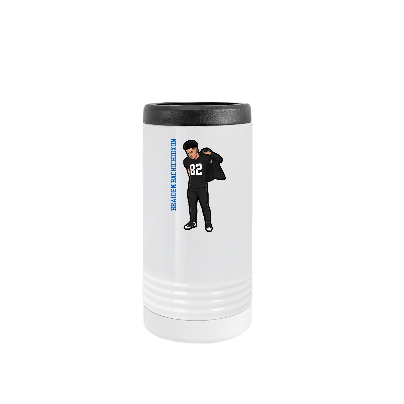 Slim Beverage Holder — Name Vertical in White