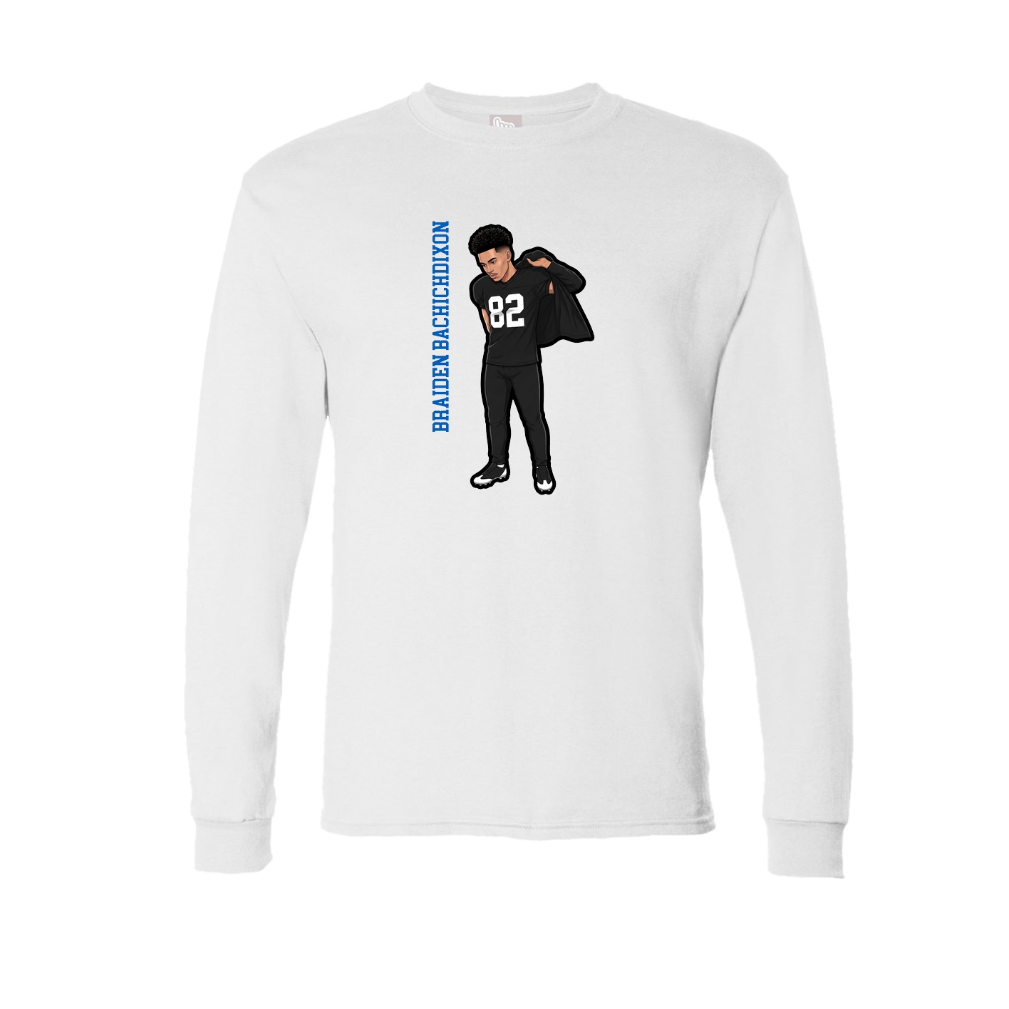Long Sleeve Tee — Name Vertical in White