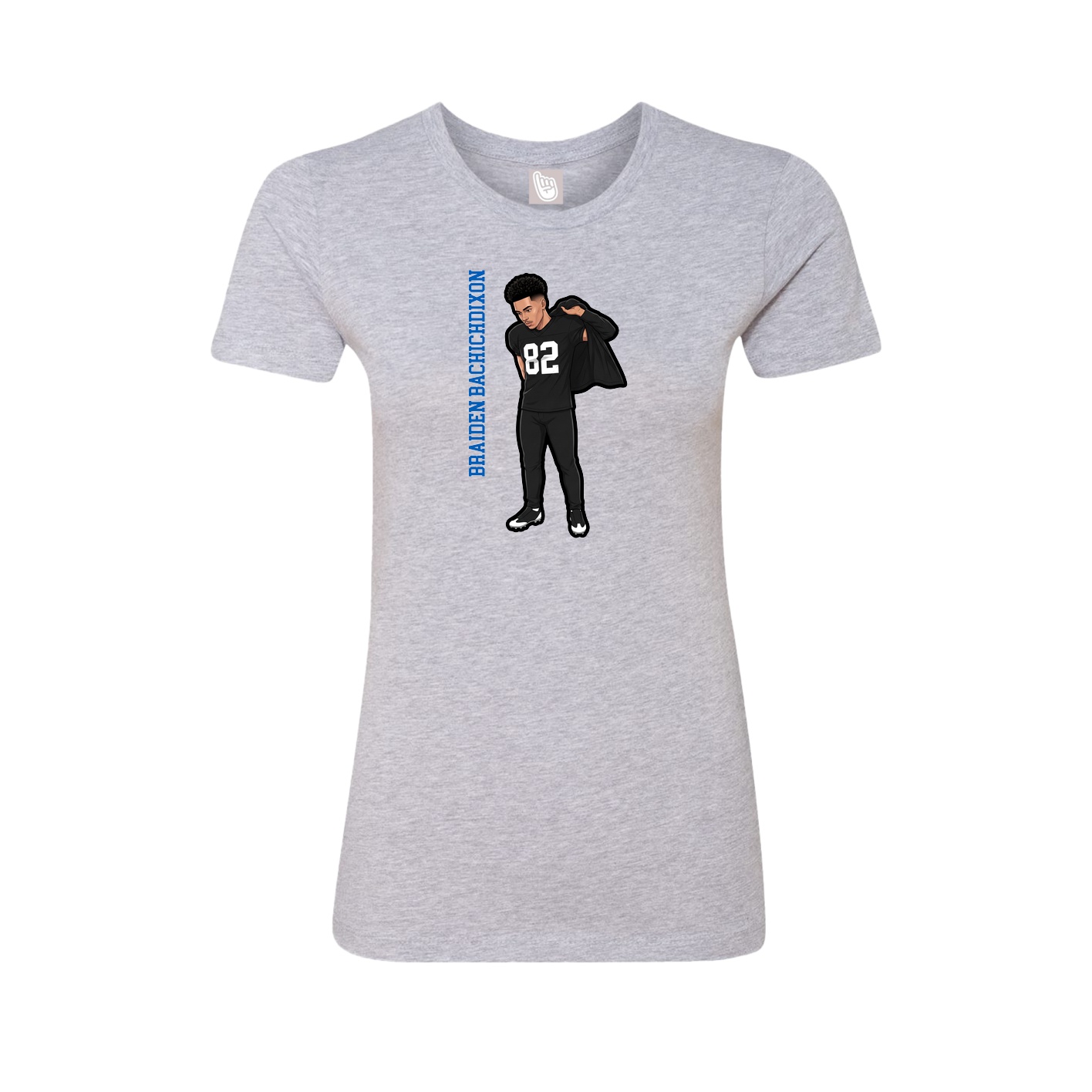 Womens Tee — Name Vertical in Grey