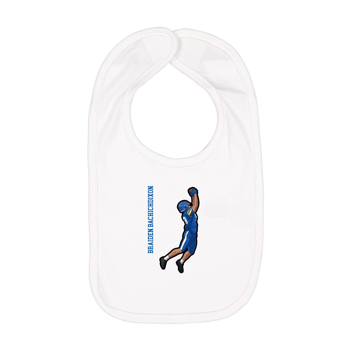 Infant Bib — Name Vertical in White