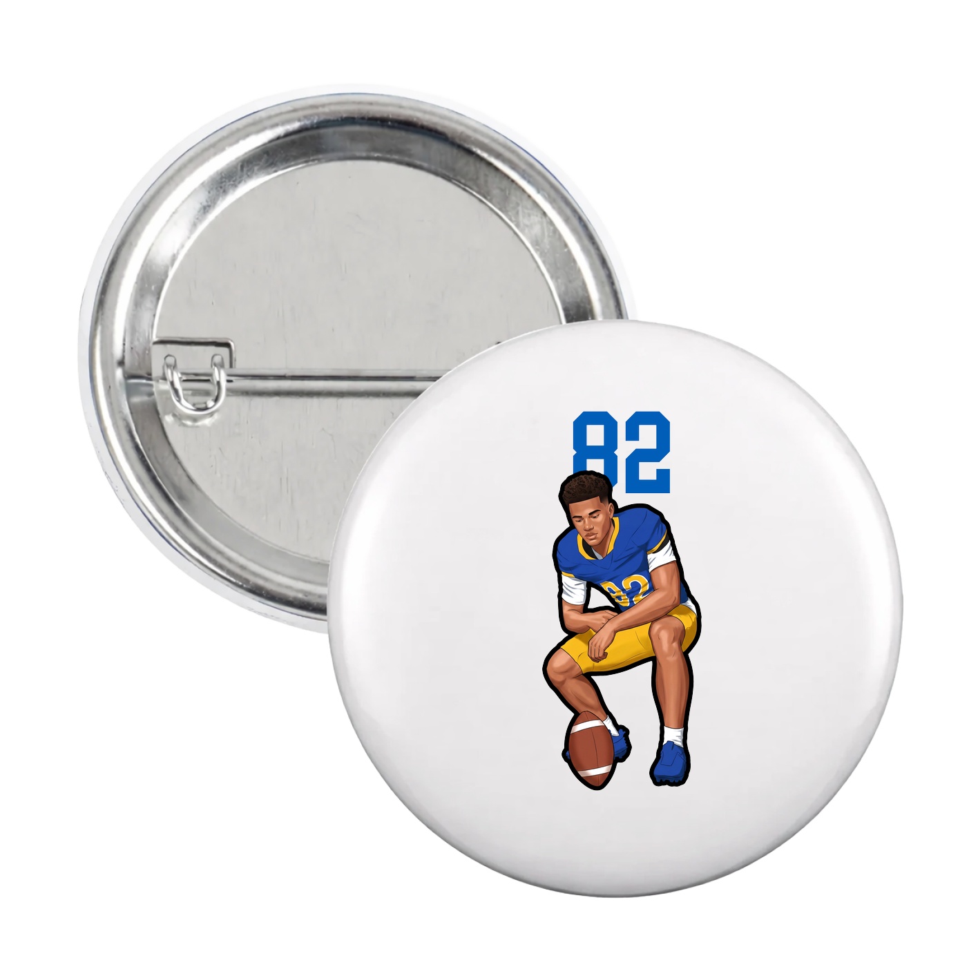 Game Day Button — Number Top in White