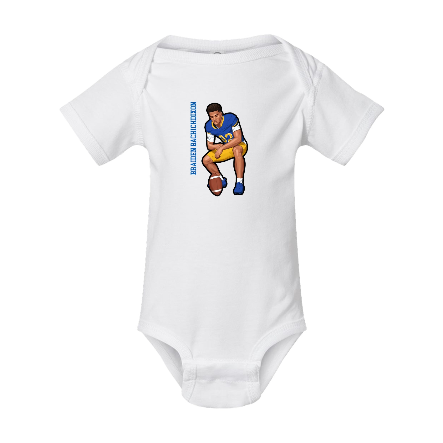 Baby Onesie — Name Vertical in White