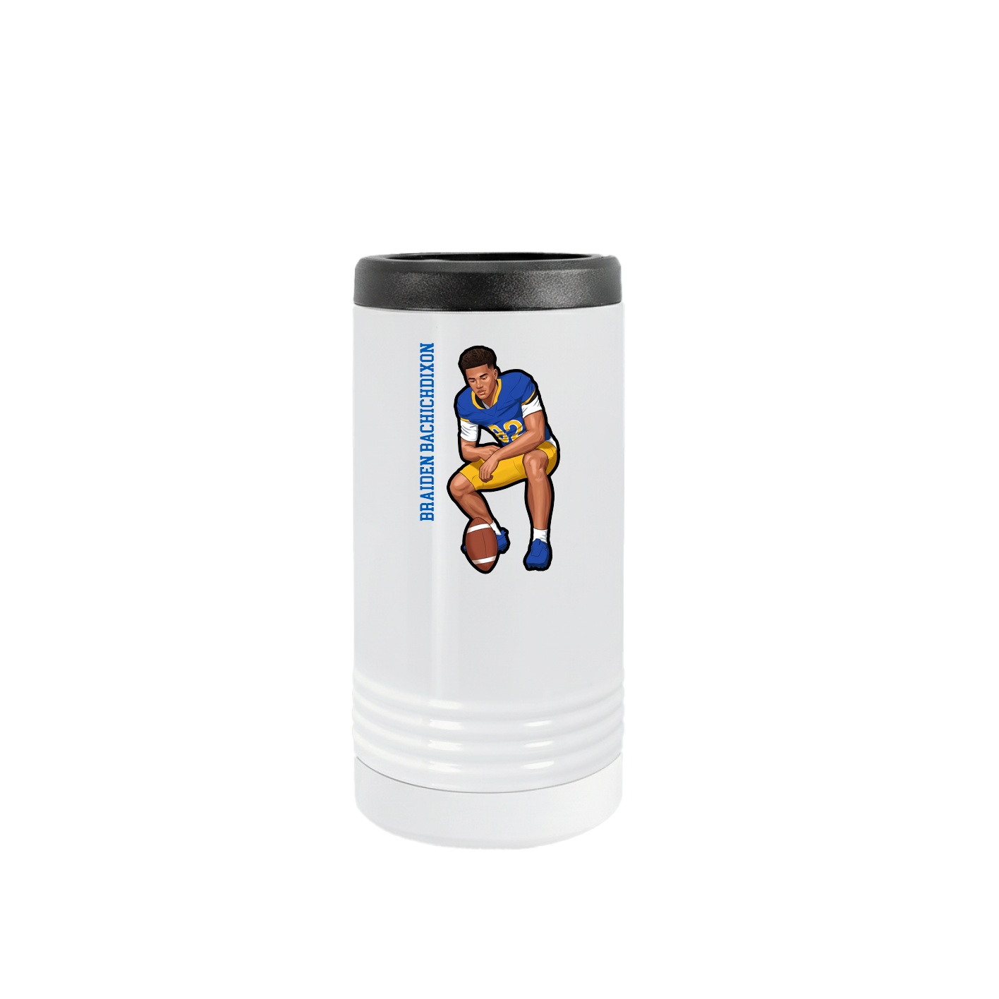Slim Beverage Holder — Name Vertical in White