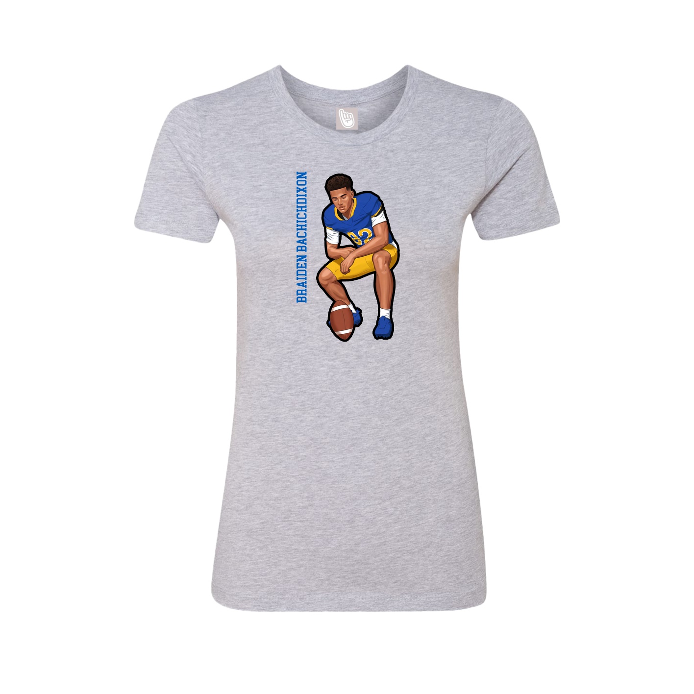 Womens Tee — Name Vertical in Grey