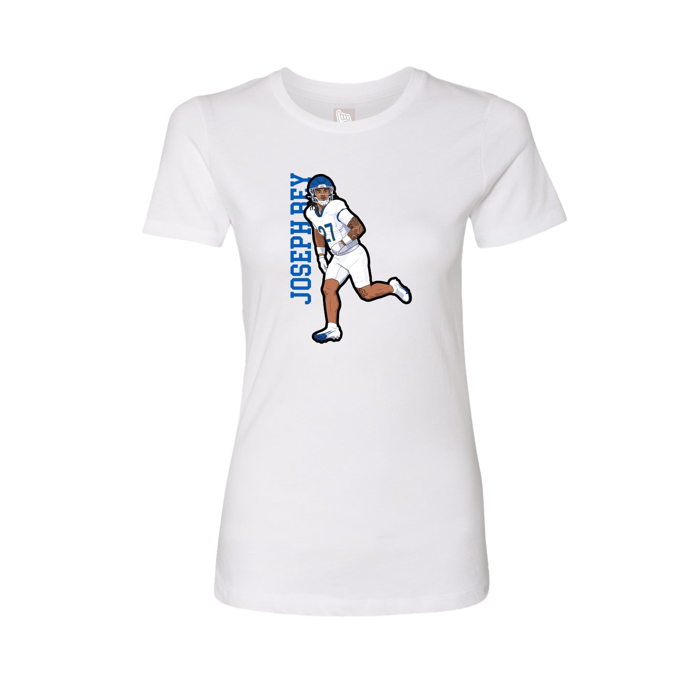 Fitted Women's Tee — Name Vertical in White