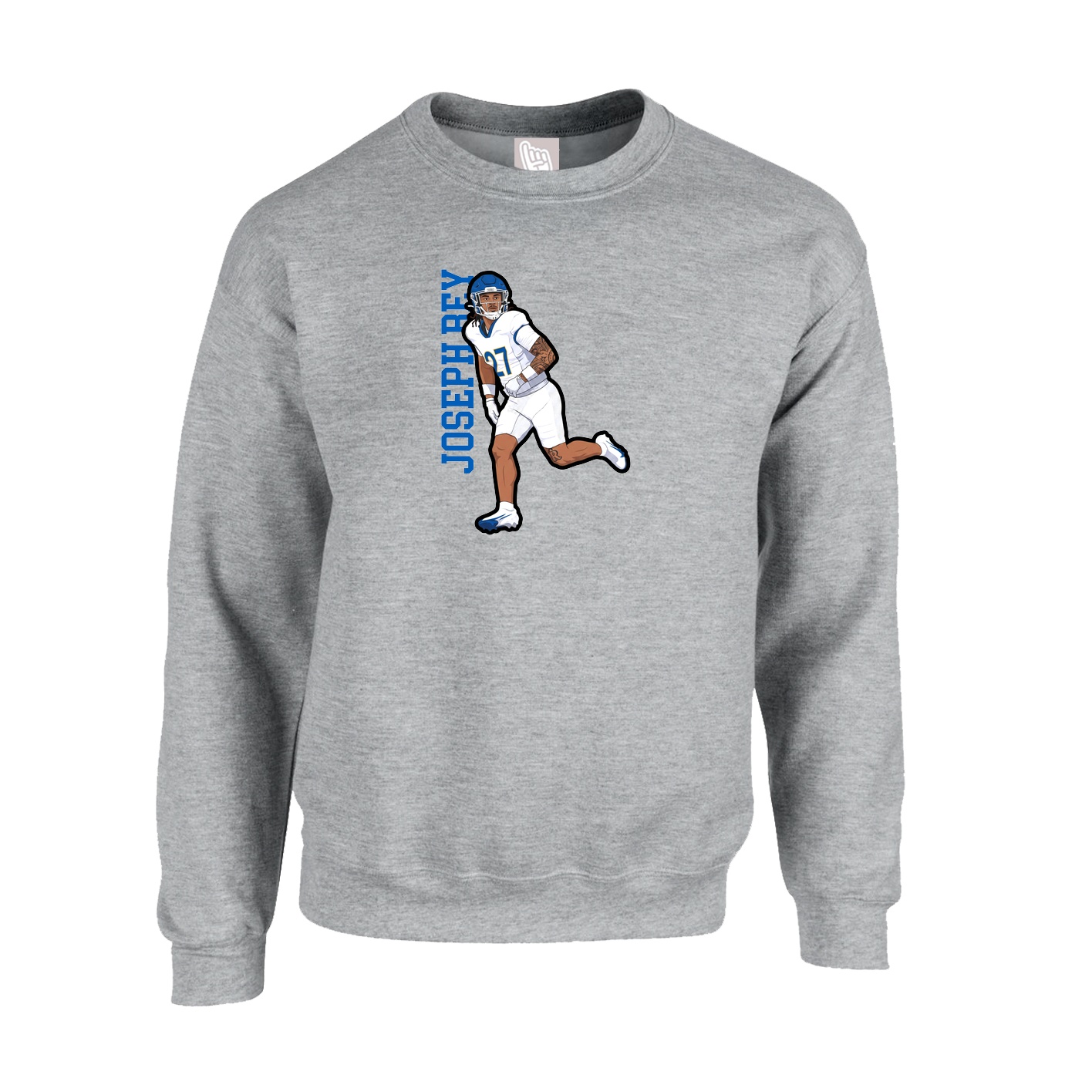Fleece Crew — Name Vertical in Grey