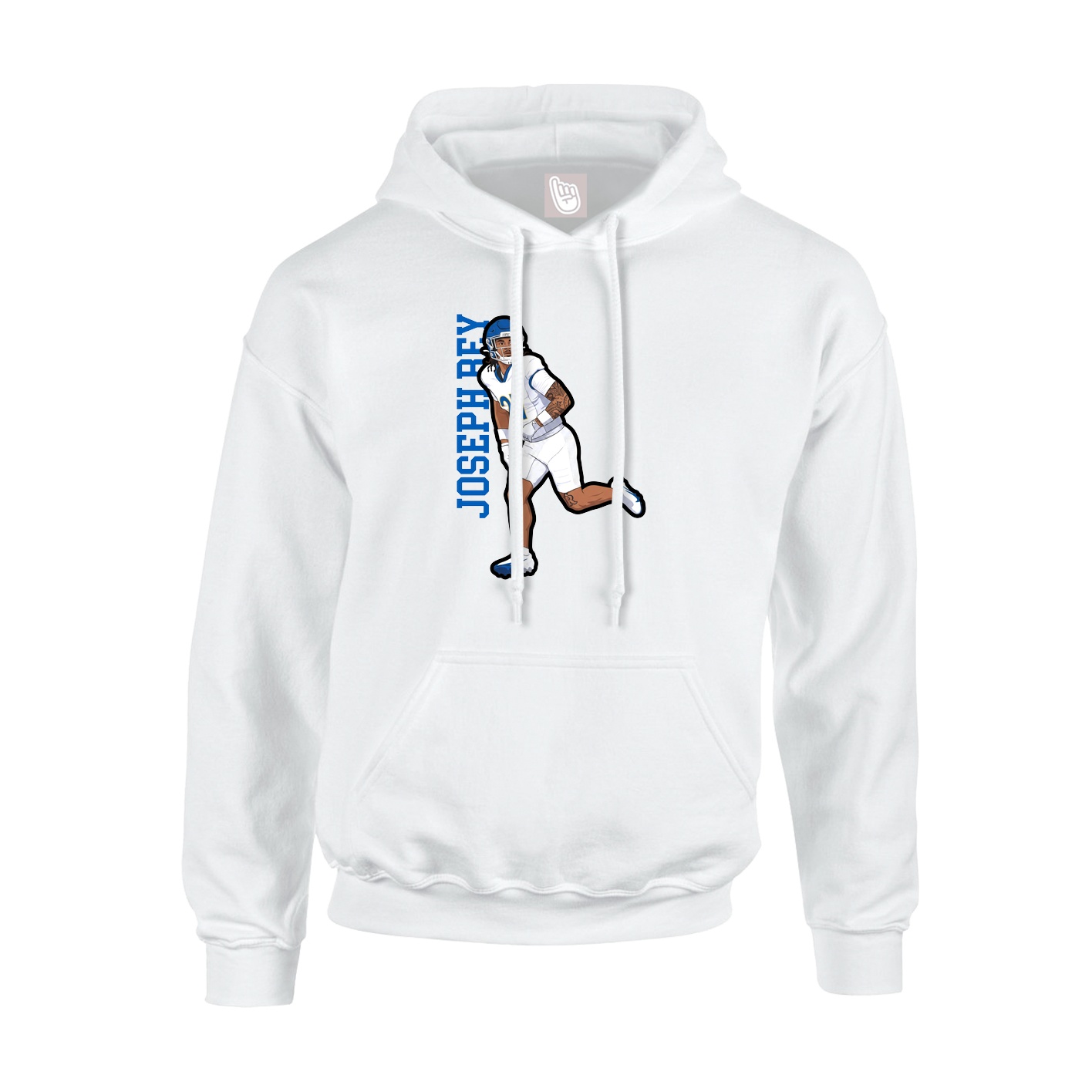 Youth Hoodie — Name Vertical in White