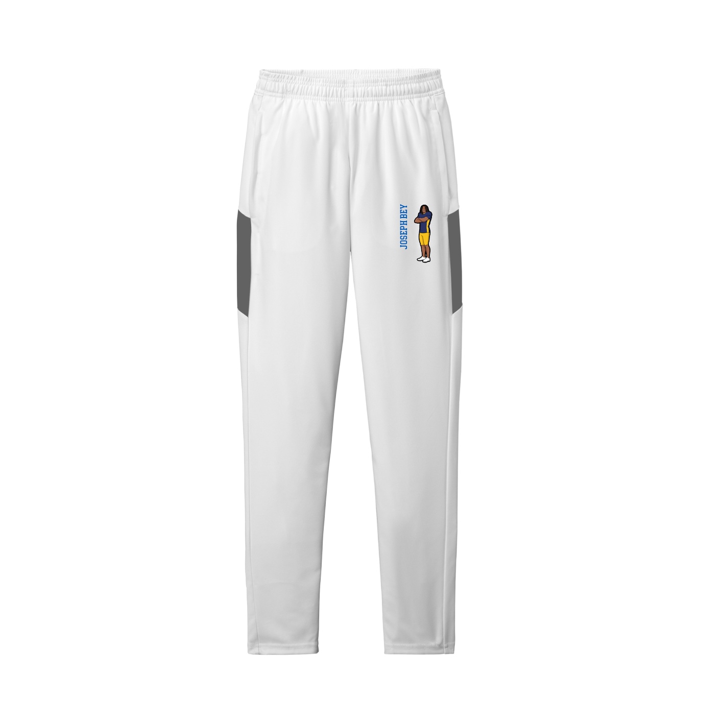 Team Travel Pant — Name Vertical in White/Grey