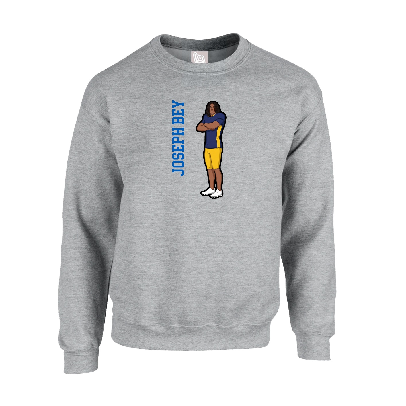 Fleece Crew — Name Vertical in Grey