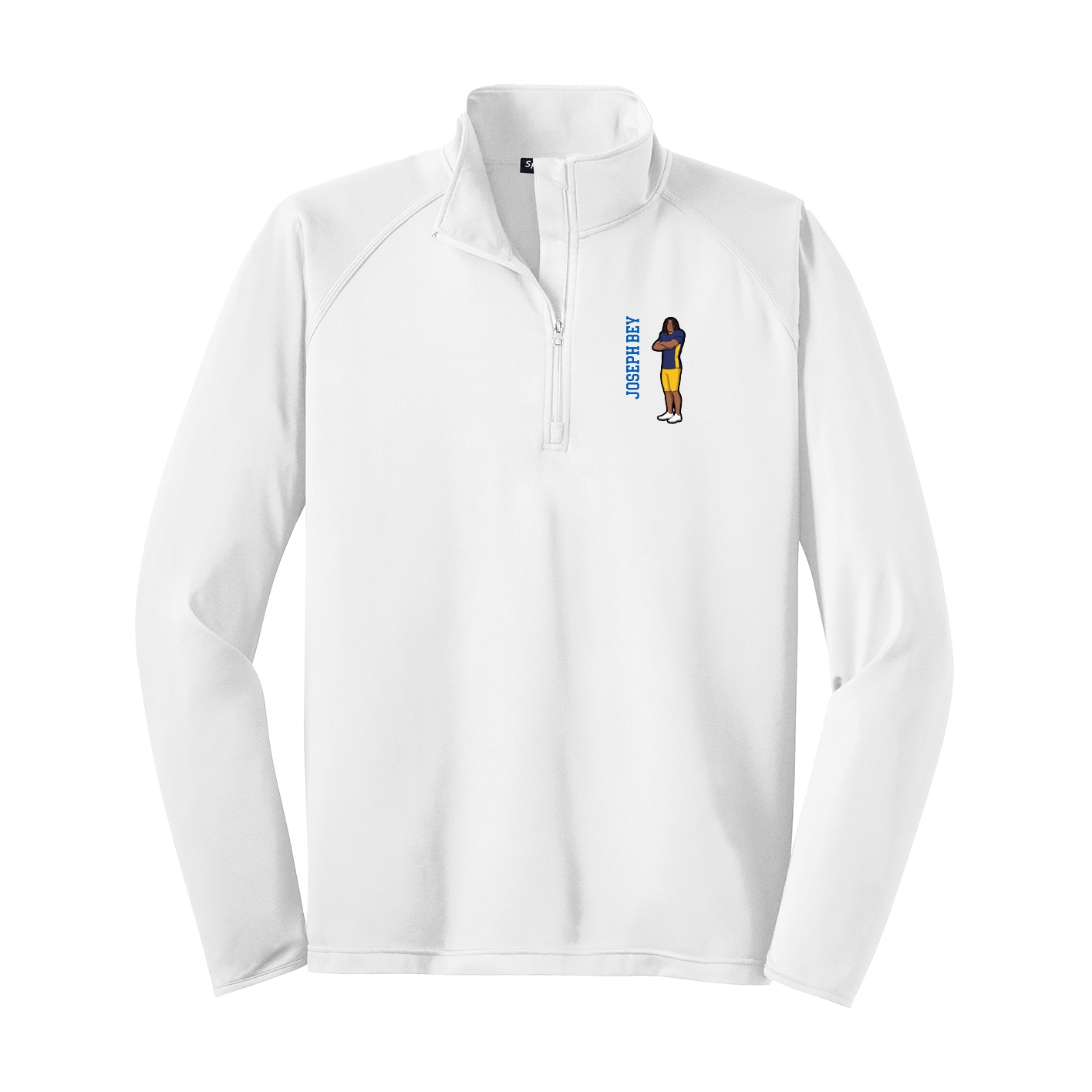 Q-Zip Pullover — Name Vertical in White
