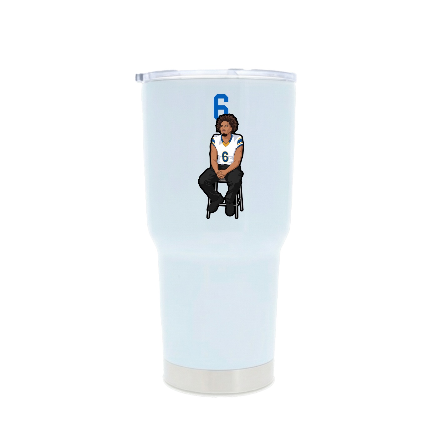 30oz Stainless Steel Tumbler — Number Top in White