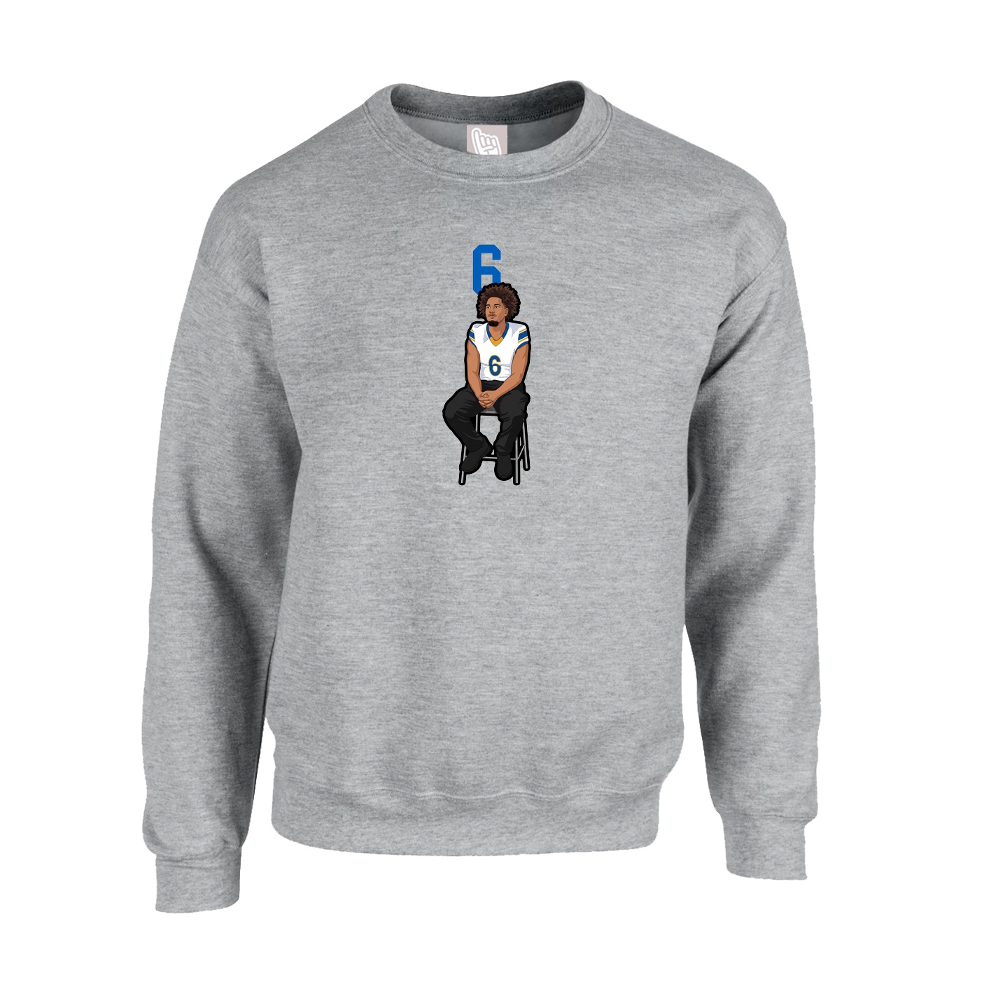 Fleece Crew — Number Top in Grey