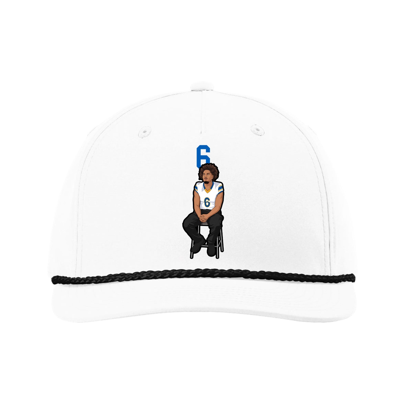 Five-Panel Classic Rope Cap — Number Top in White