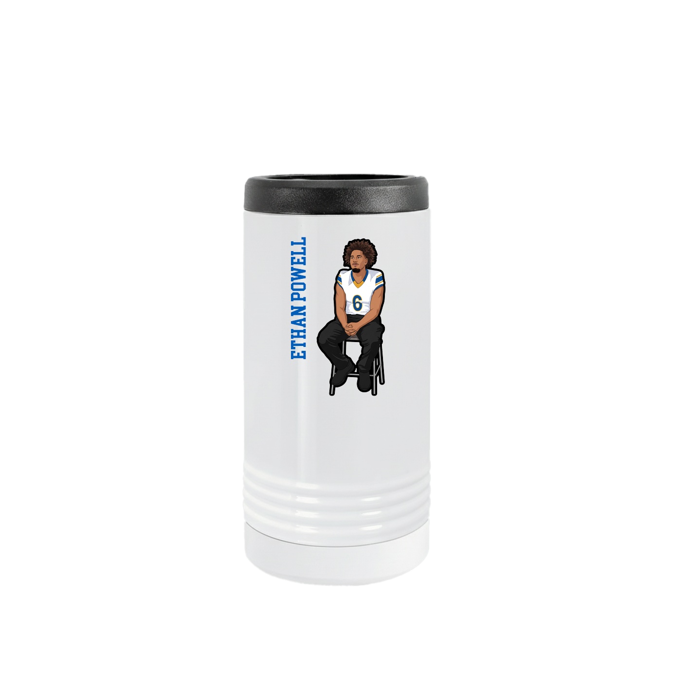Slim Beverage Holder — Name Vertical in White