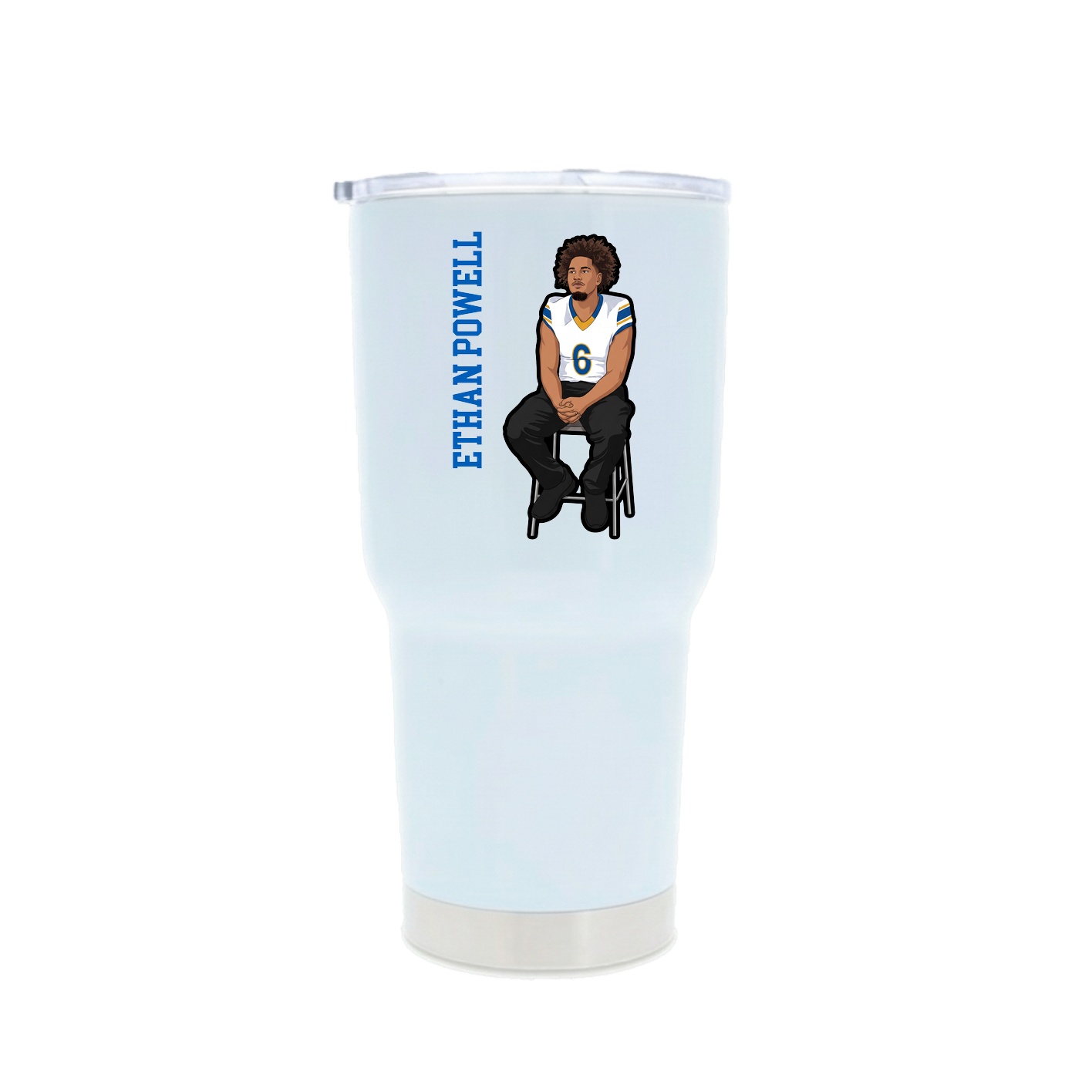 30oz Stainless Steel Tumbler — Name Vertical in White
