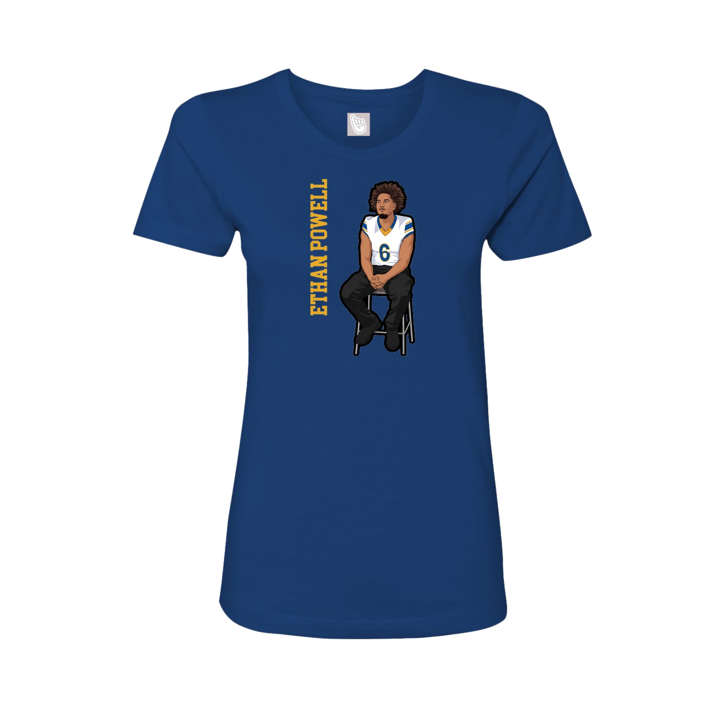 Fitted Women's Tee — Name Vertical in Royal