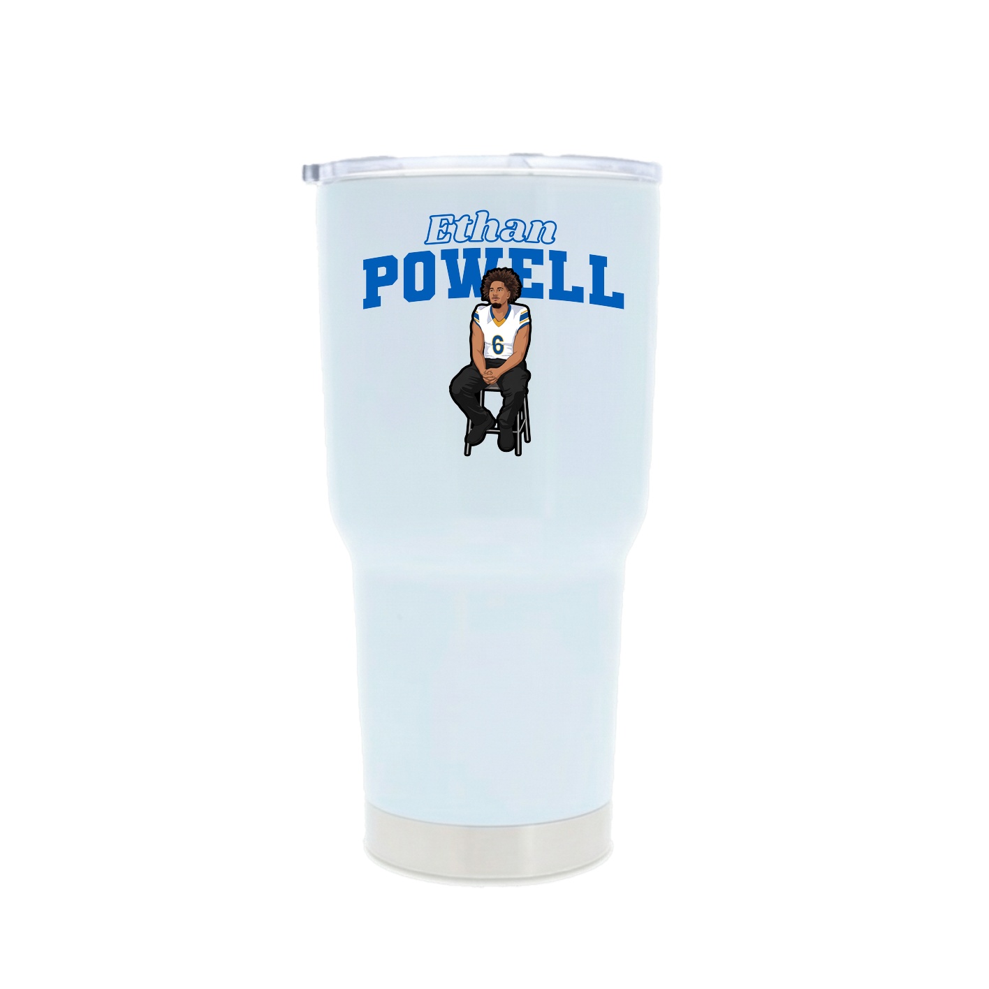 30oz Stainless Steel Tumbler — Name Arch in White