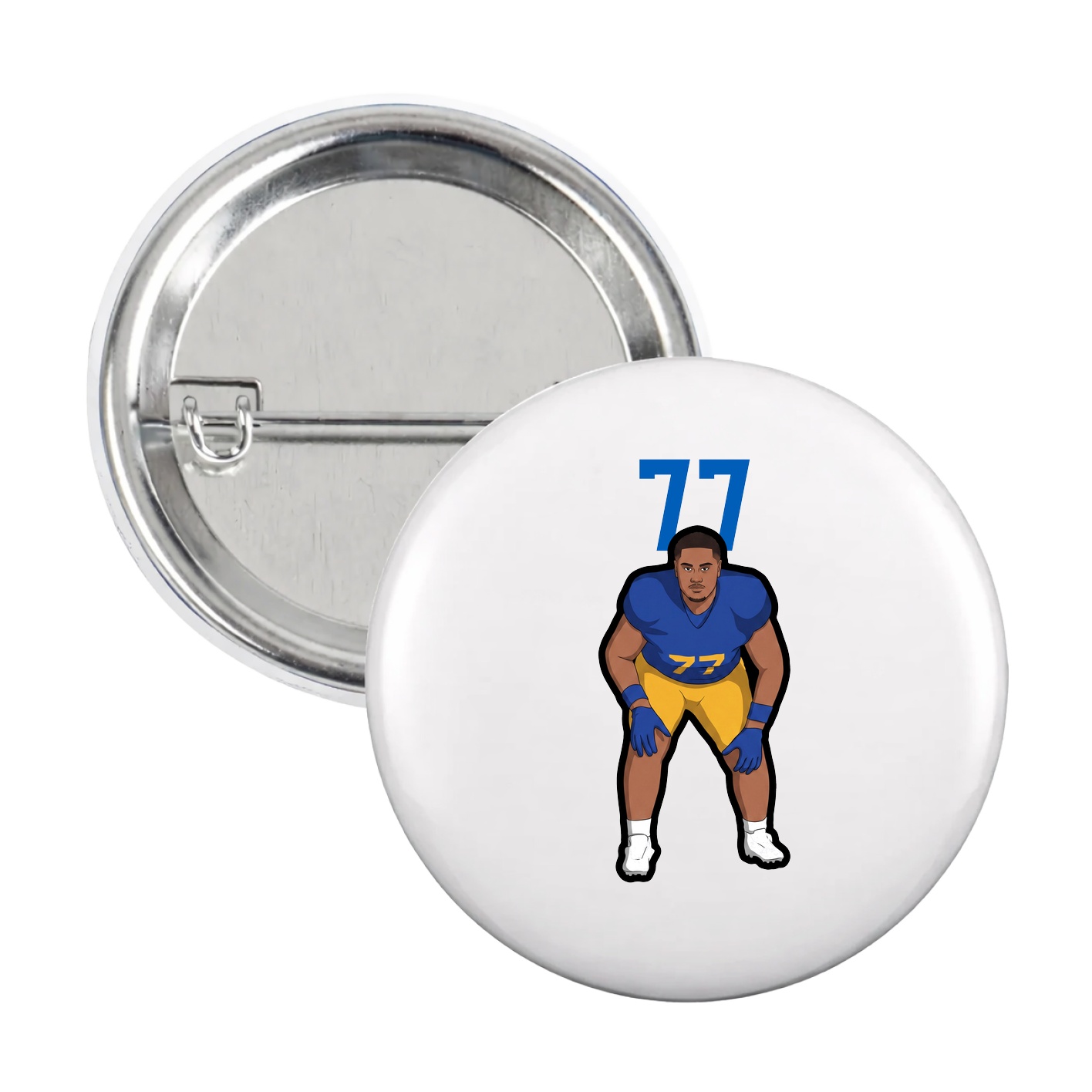 Game Day Button — Number Top in White