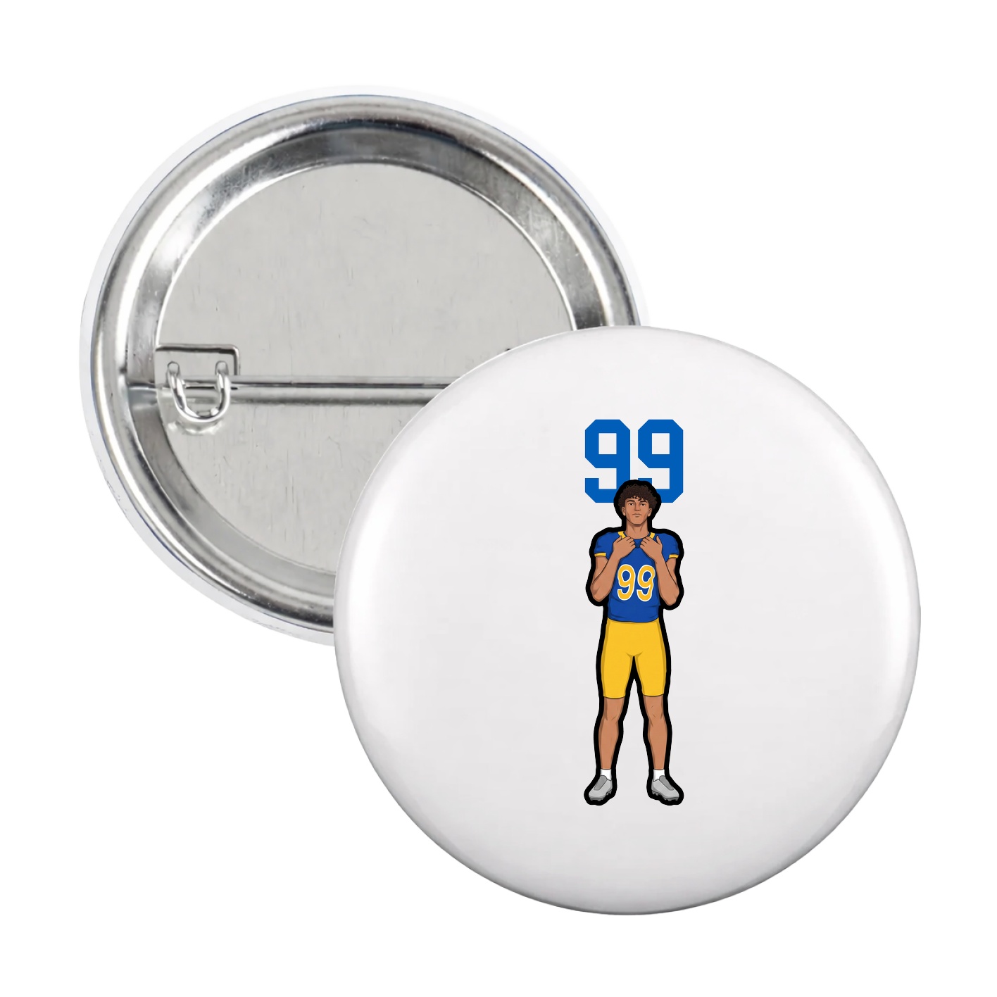 Game Day Button — Number Top in White