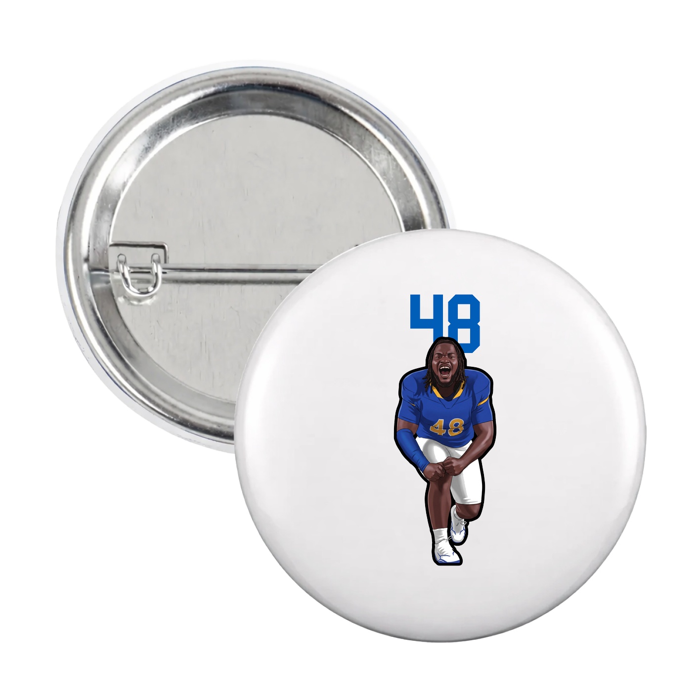 Game Day Button — Number Top in White