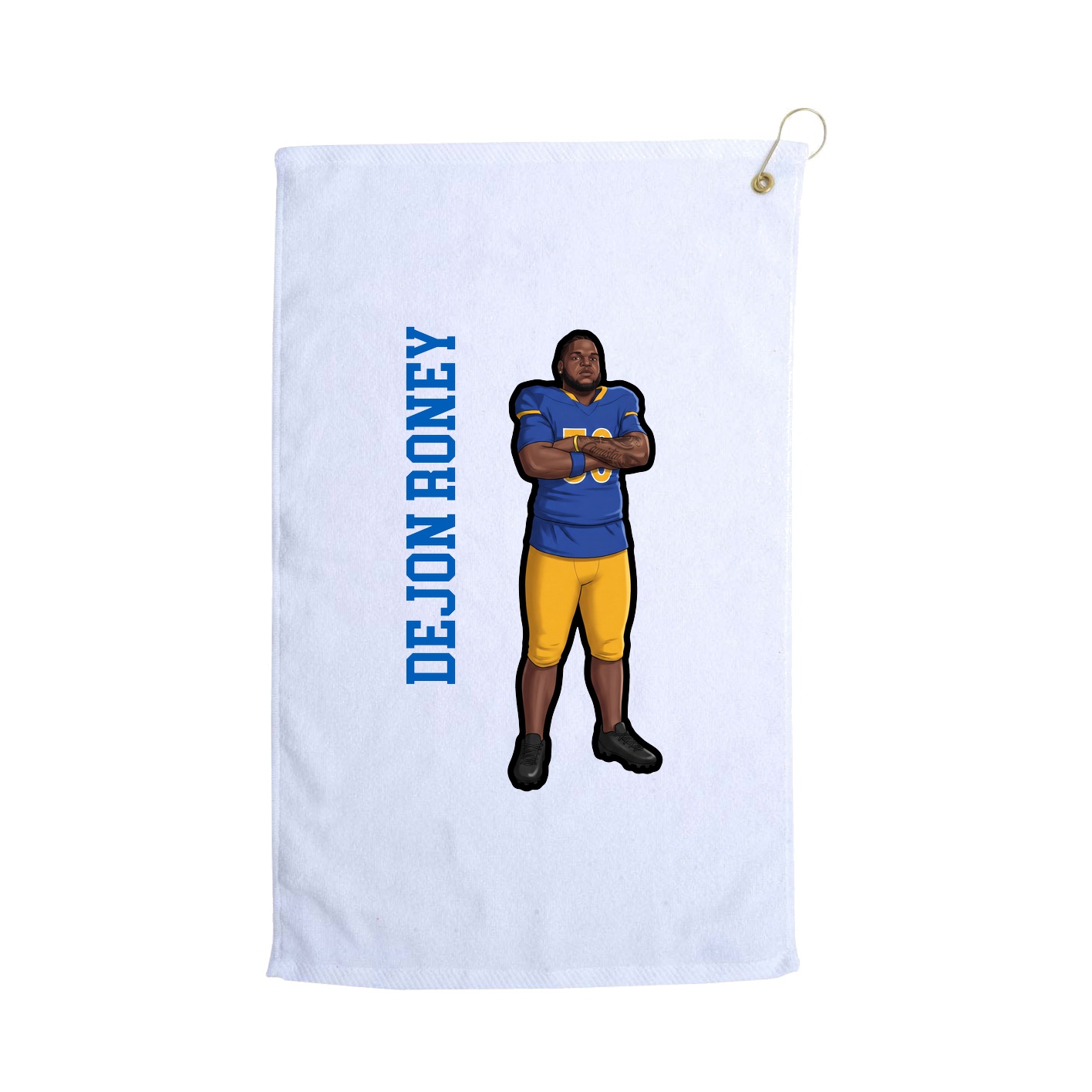 Golf Towel — Name Vertical in White