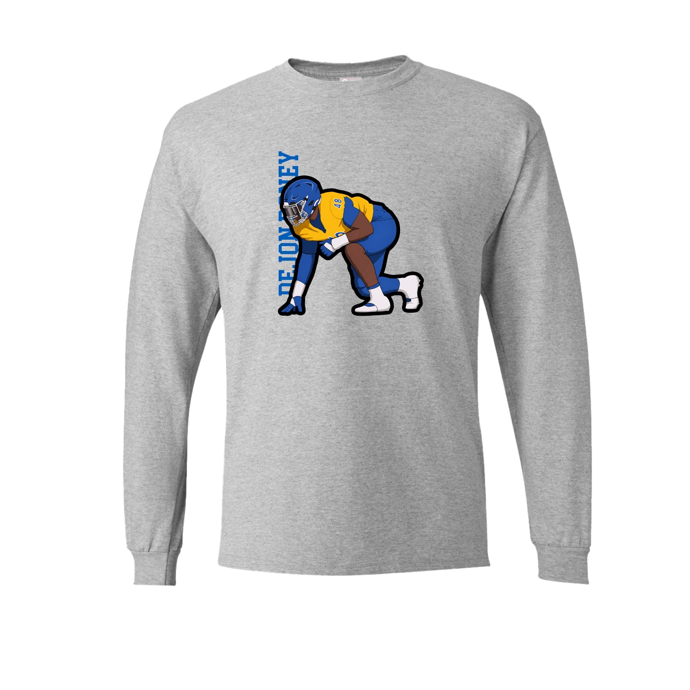 Long Sleeve Tee — Name Vertical in Grey