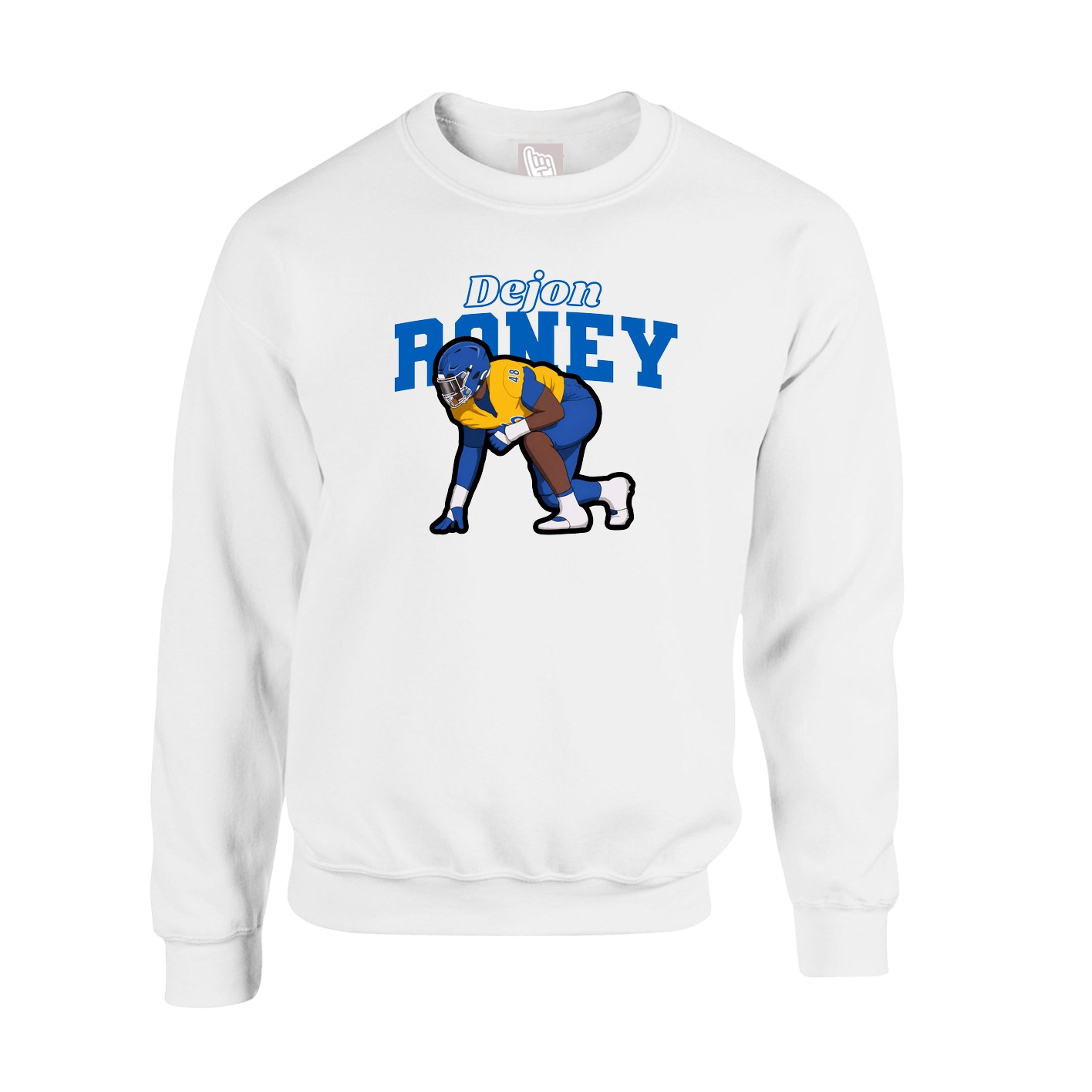Fleece Crew — Name Arch in White