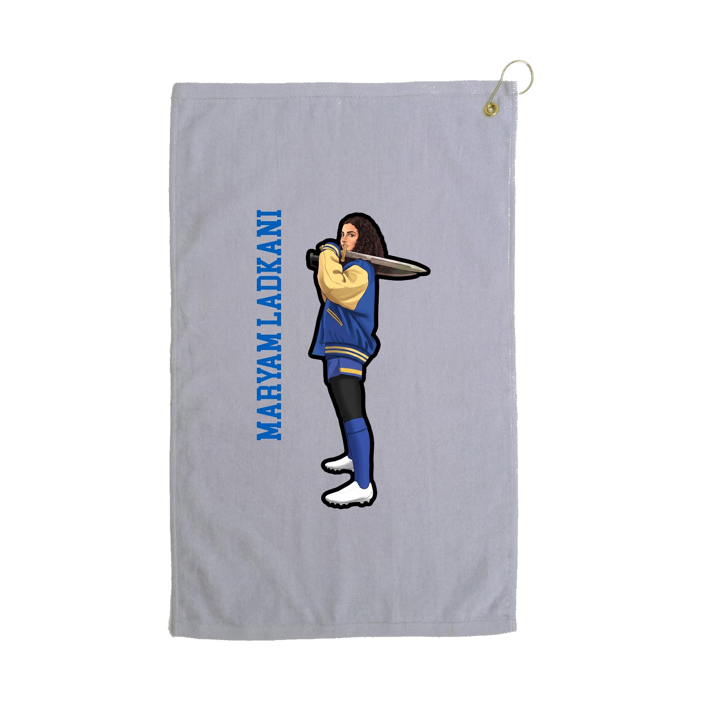 Golf Towel — Name Vertical in Grey