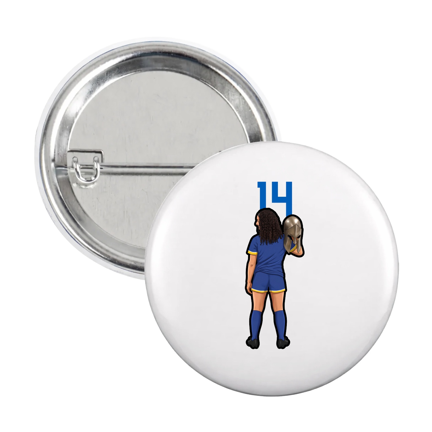 Game Day Button — Number Top in White