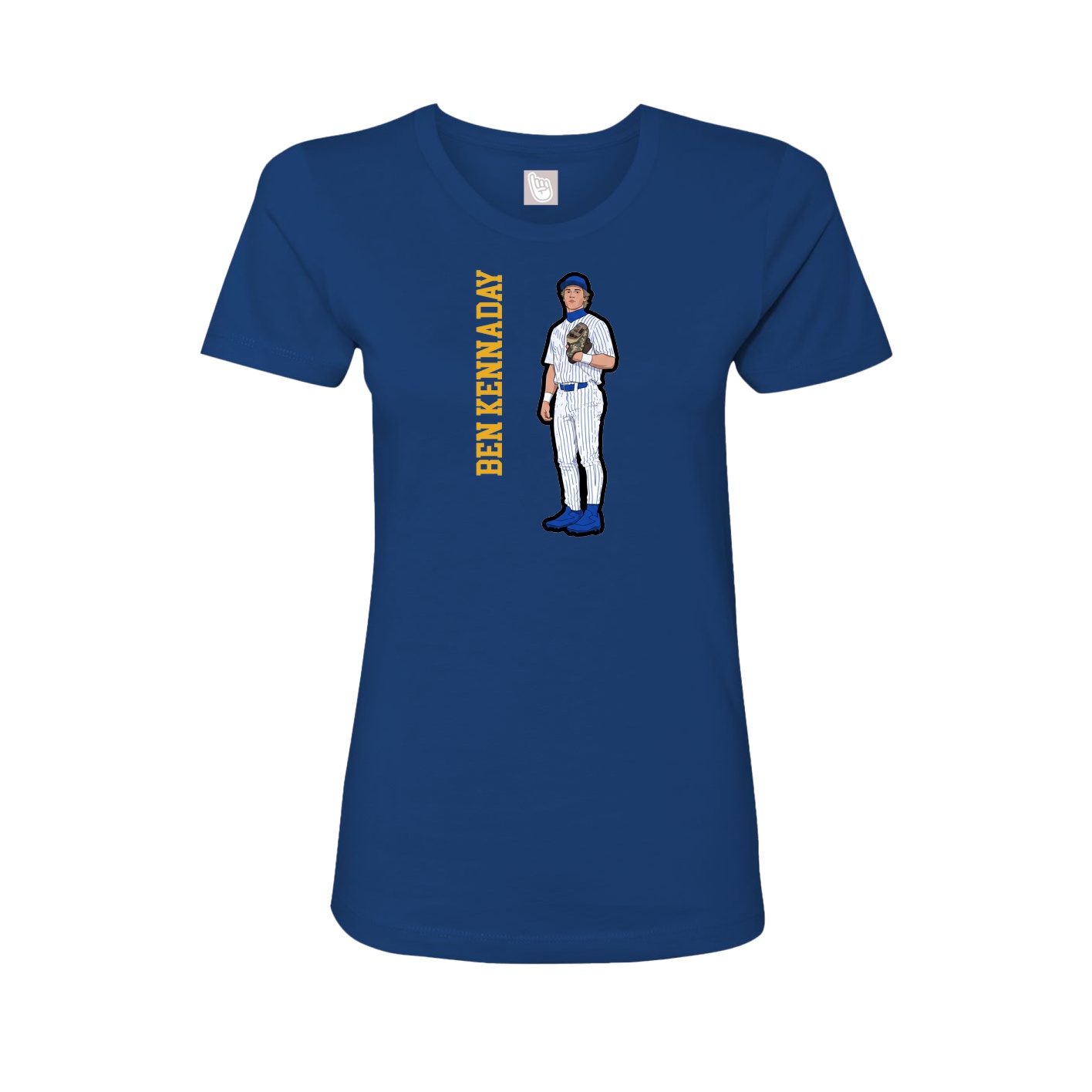 Fitted Women's Tee — Name Vertical in Royal
